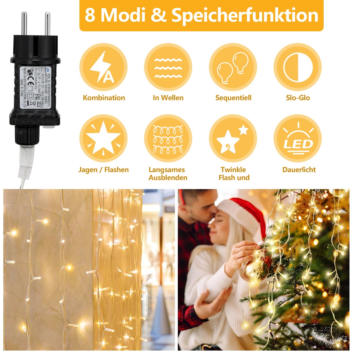 LED Eisregen Lichterkette 200/400/600 LEDs