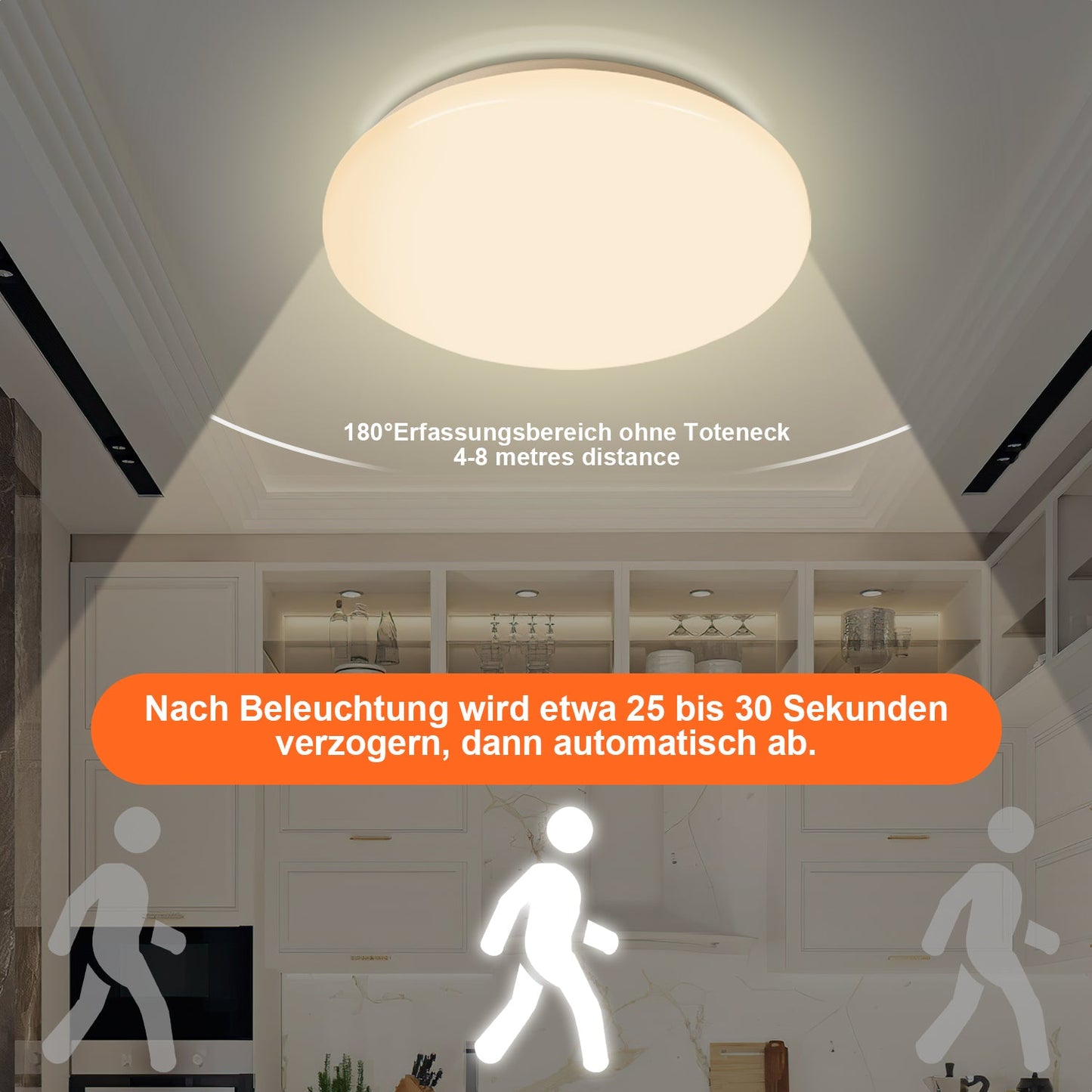 LED Deckenlampe mit Bewegungsmelder 12W Warmweiß