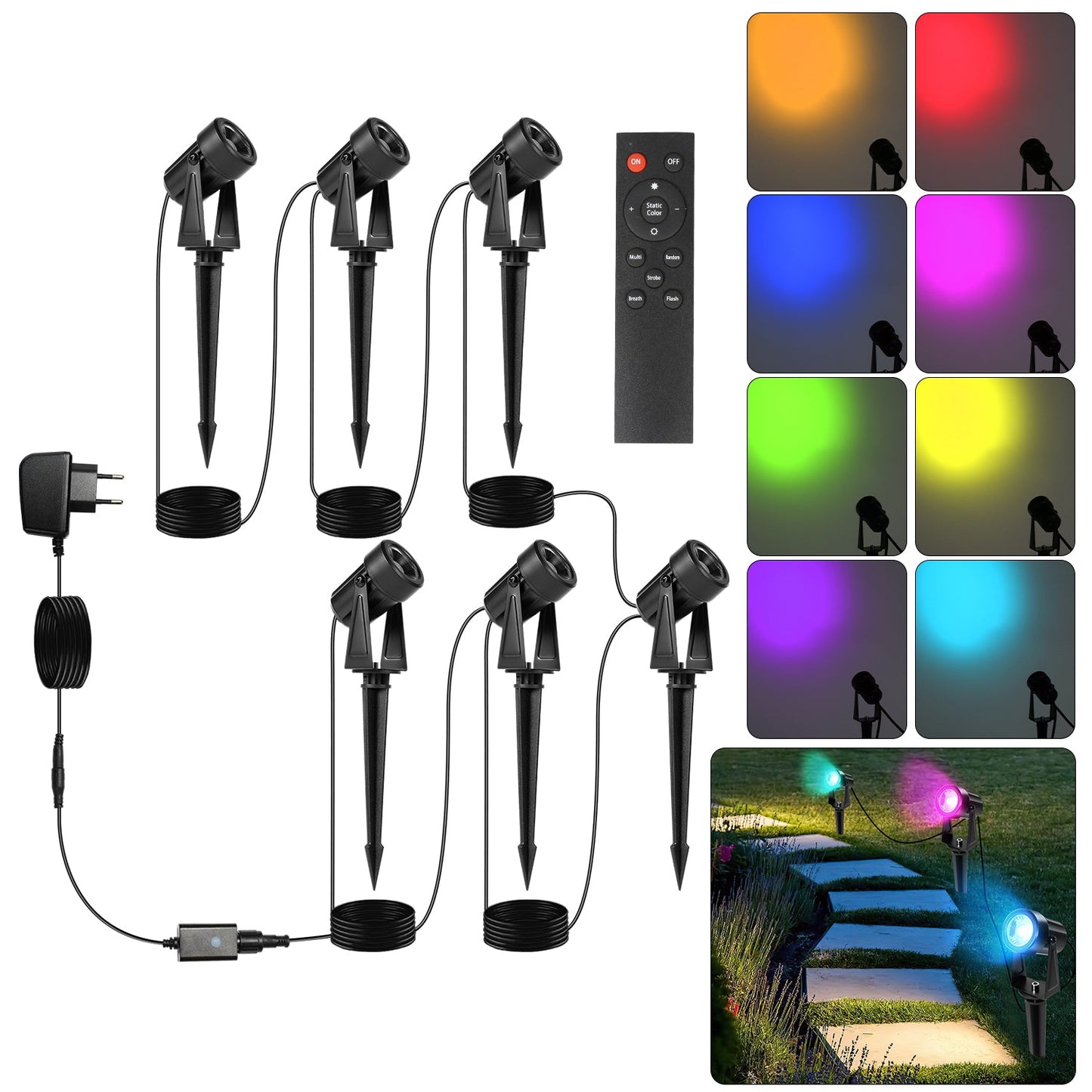 LED Gartenbeleuchtung RGB 6er Set