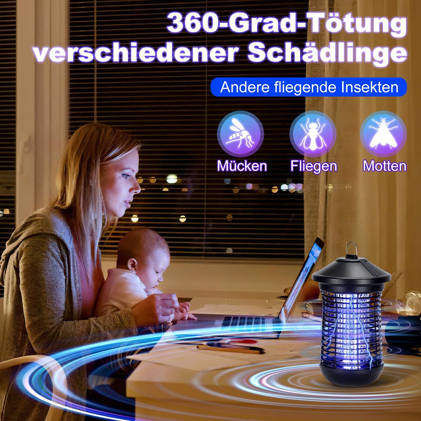 Elektrisch Mückenlampe Insektenvernichter UV-Licht