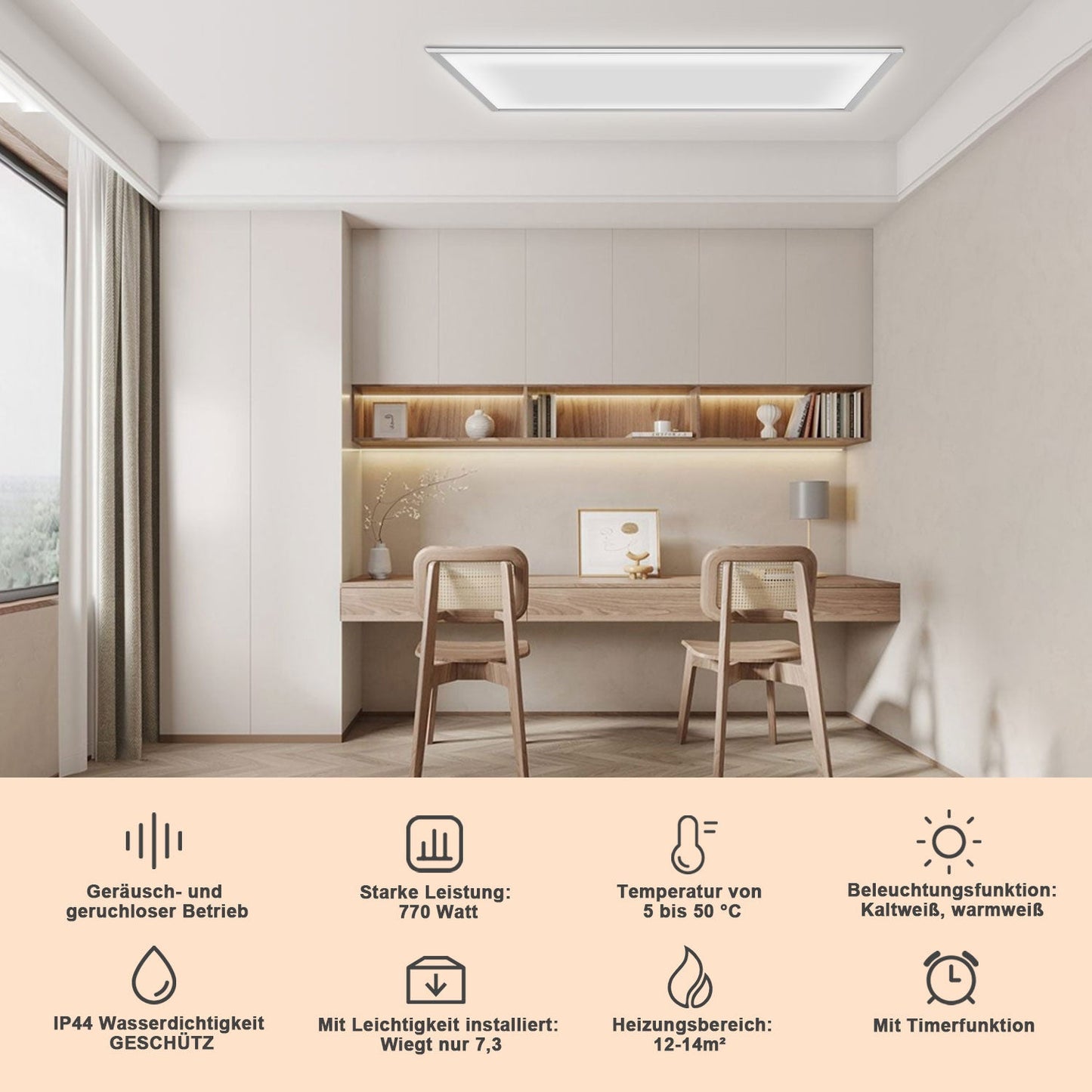 Infrarotheizung Elektroheizer Decke WIFI 360/770W
