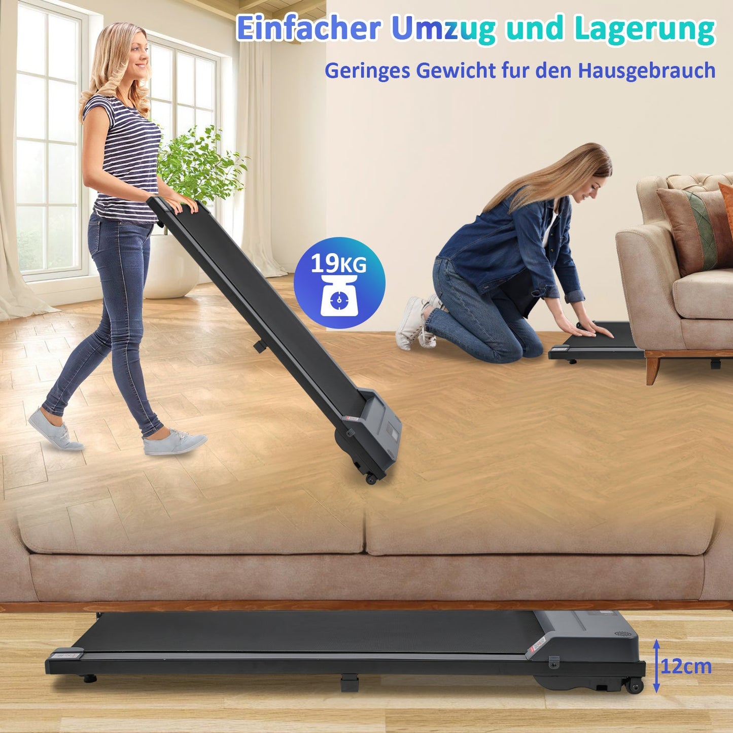 Laufband für Zuhause mit LED-Anzeige Fernbedienung und App Steuerung