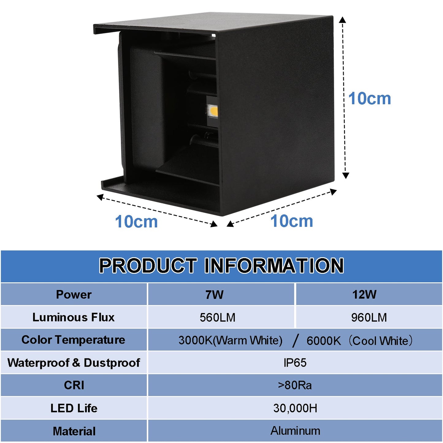 LED Wandleuchte Wasserdicht Außen 7W/12W