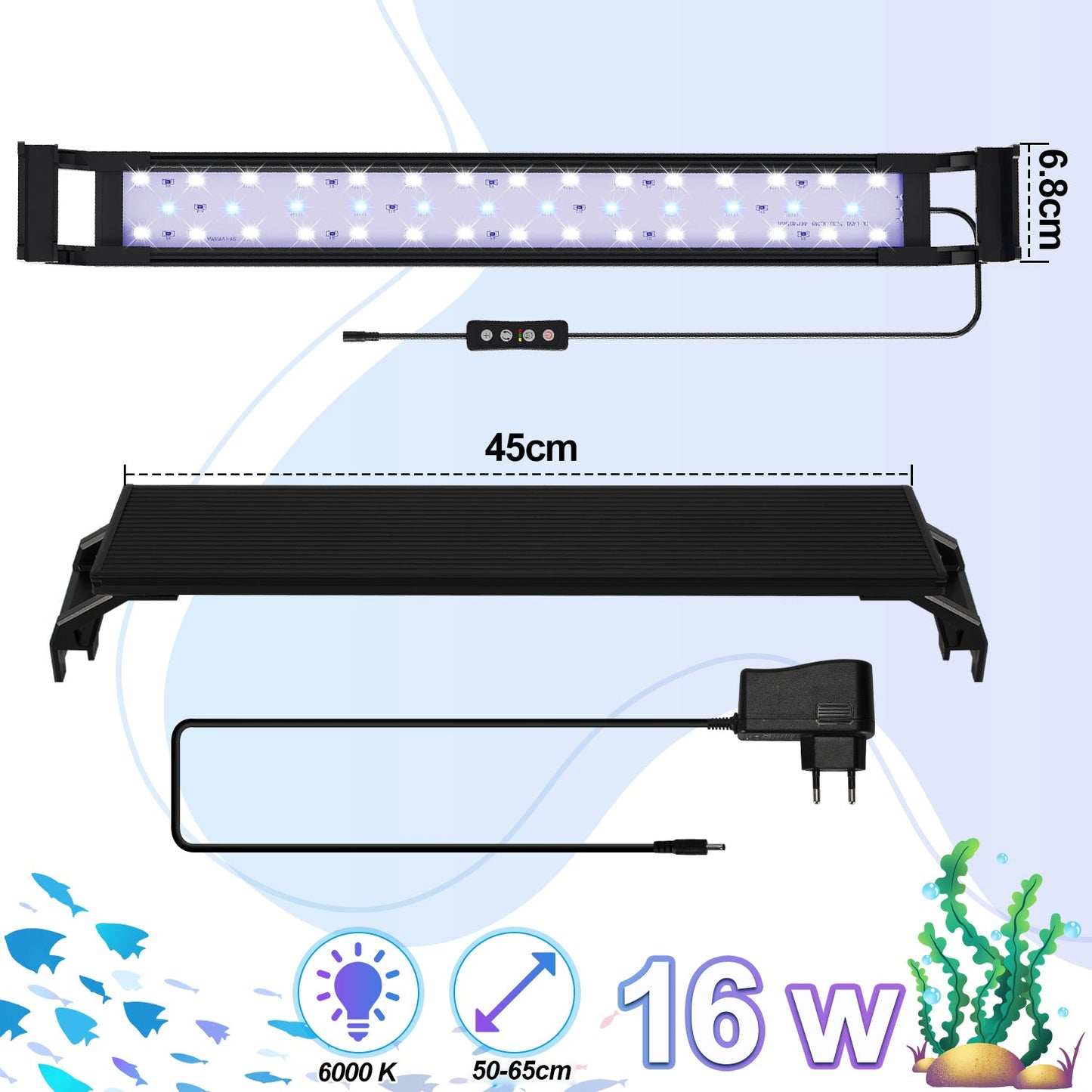 LED Aquarium Beleuchtung Weiß Blau Licht