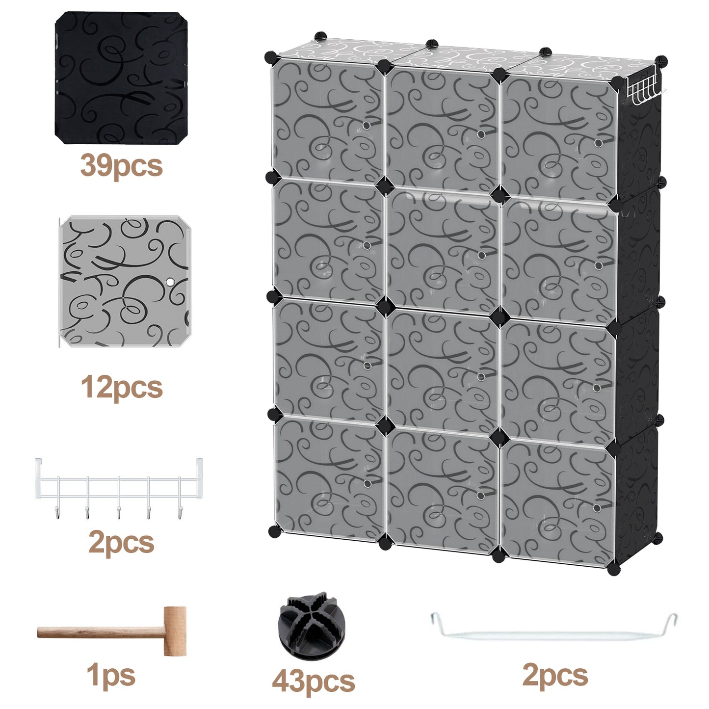 DIY Kleiderschrank, 12/16/20 Würfel, Regalsystem, Offen Kunststoff Garderobe, Steckregal