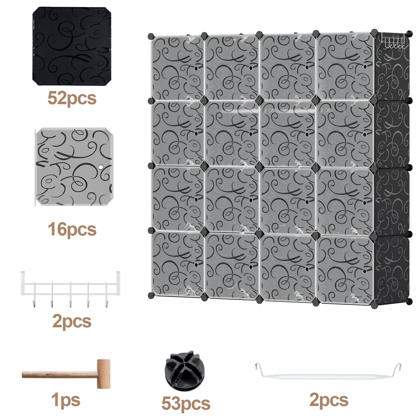 DIY Kleiderschrank, 12/16/20 Würfel, Regalsystem, Offen Kunststoff Garderobe, Steckregal