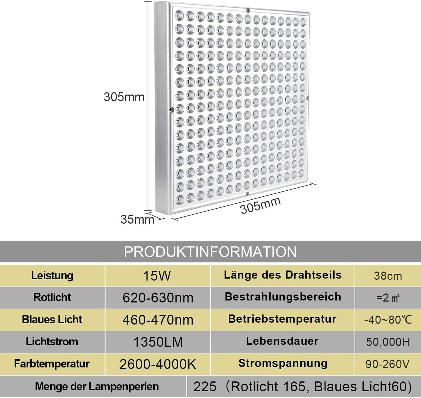 Pflanzenlampe Vollspektrum 15W/45W