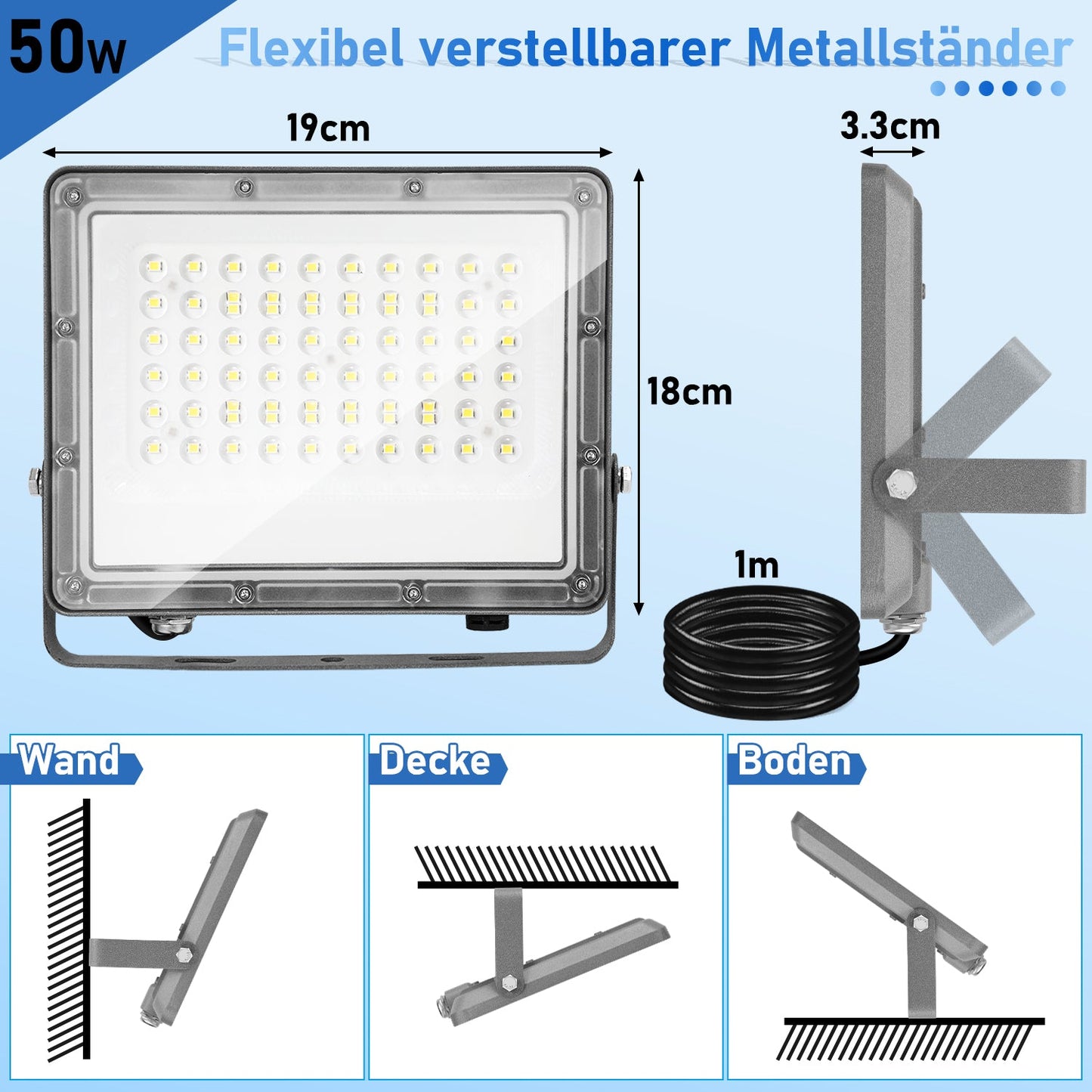 LED Außenstrahler Kaltweiß IP65 50W-200W