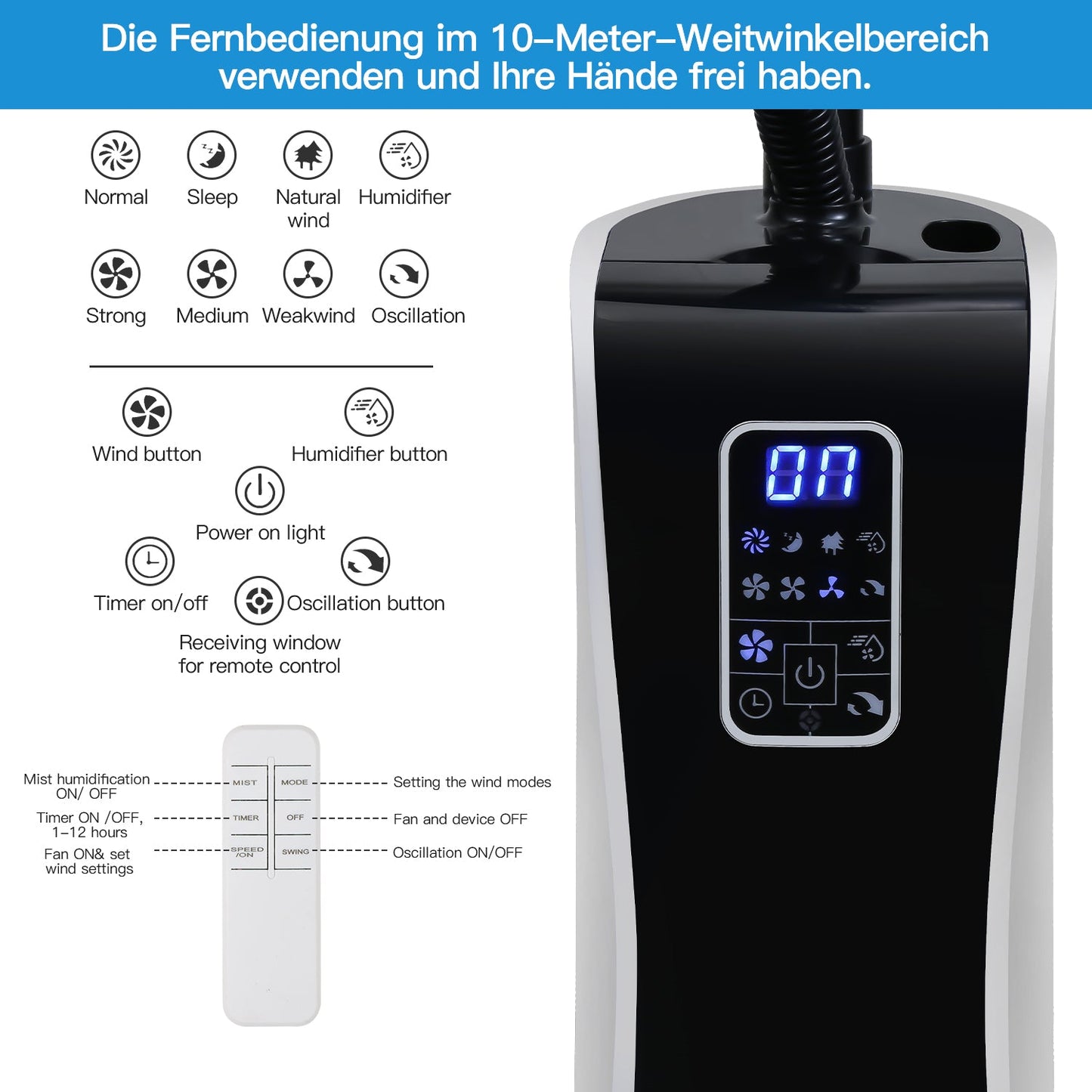 Standventilator mit Wasserkühlung Ultraschall-Sprühnebel