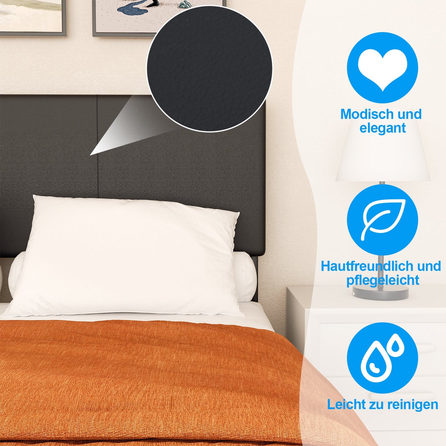 Polsterbett Bettgestell mit Kopfteil Leder