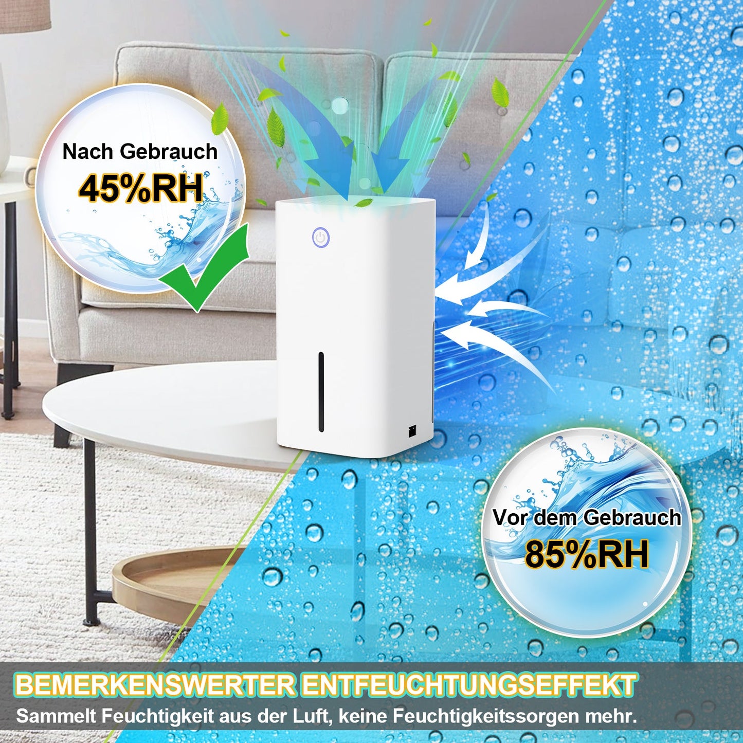 Luftentfeuchter 850ml Mini-Entfeuchter Tragbarer