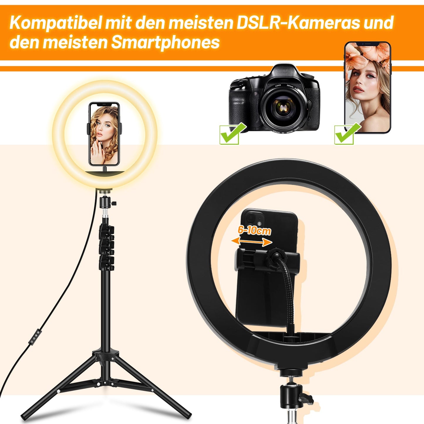 10 Zoll Ringlicht Dimmbare mit Stativ