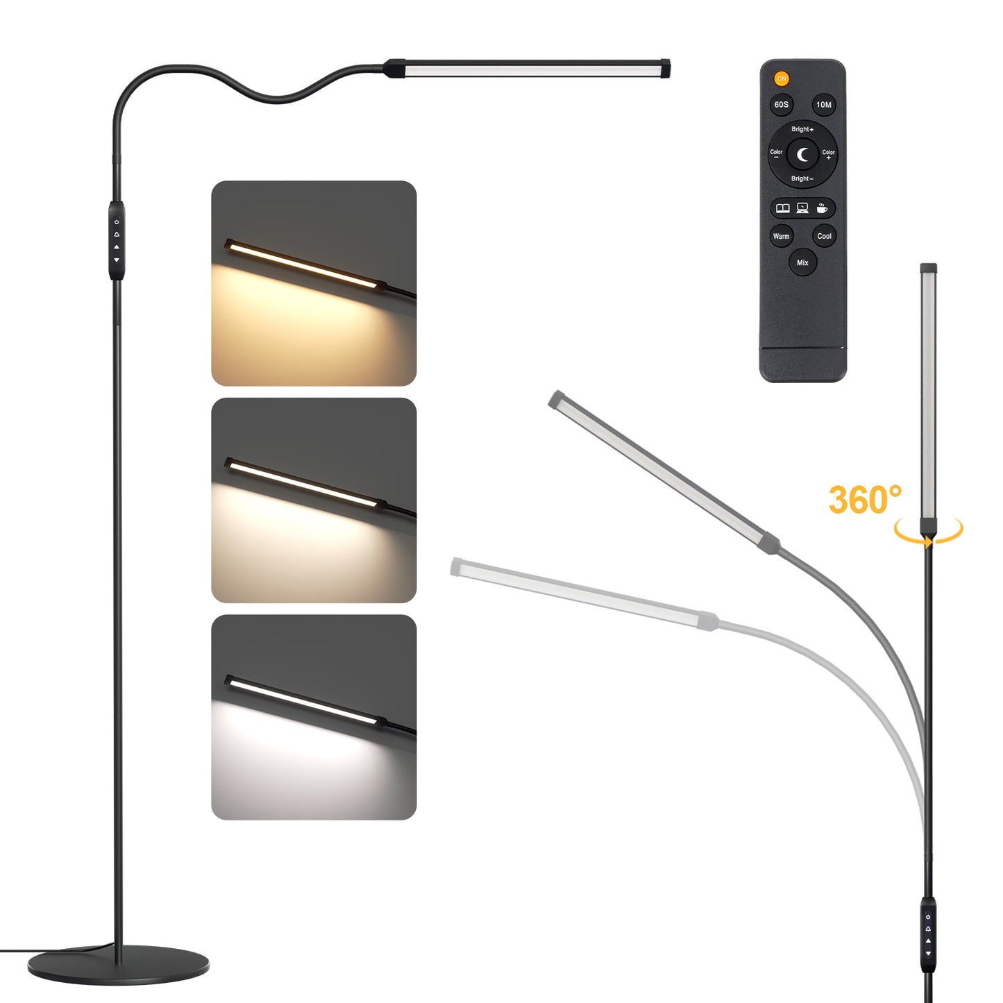 Dimmbar Stehlampe 9W mit Fernbedienung
