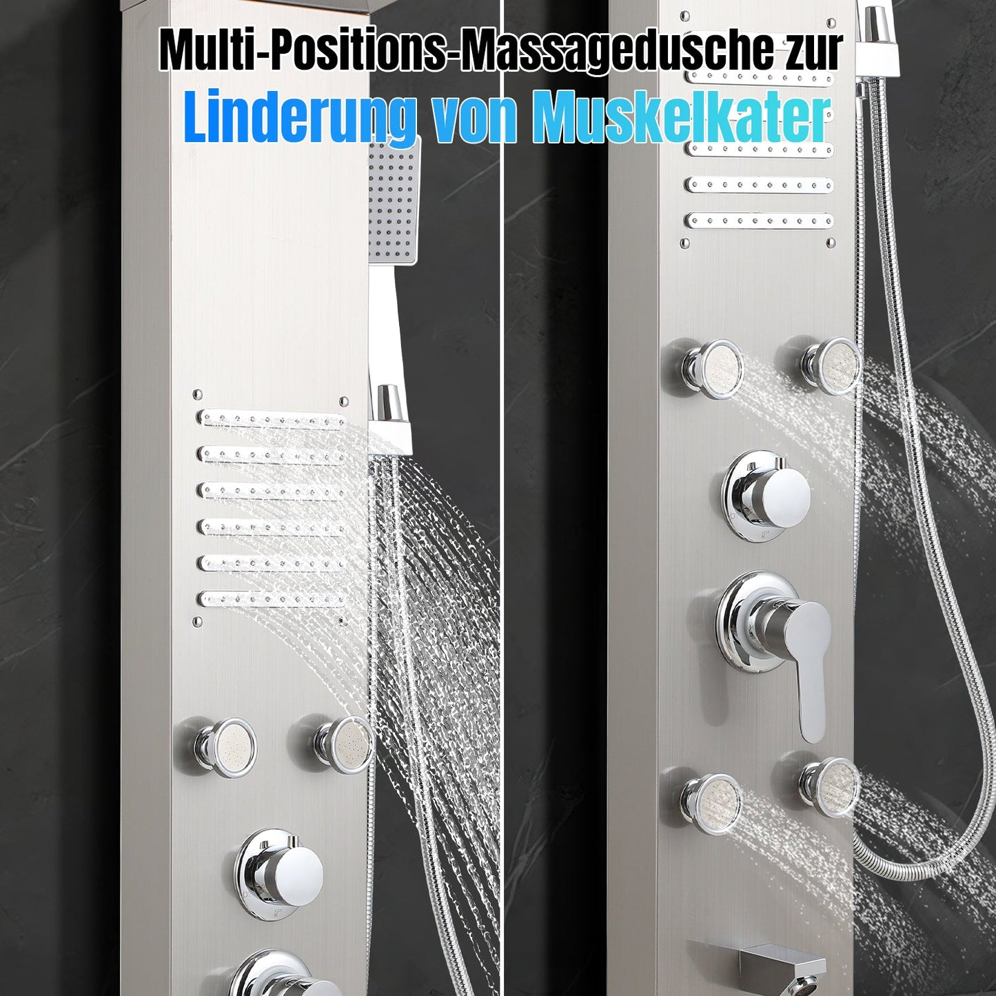 Duschpaneel Wandduschpaneel 5 Funktionen Edelstahl Silber