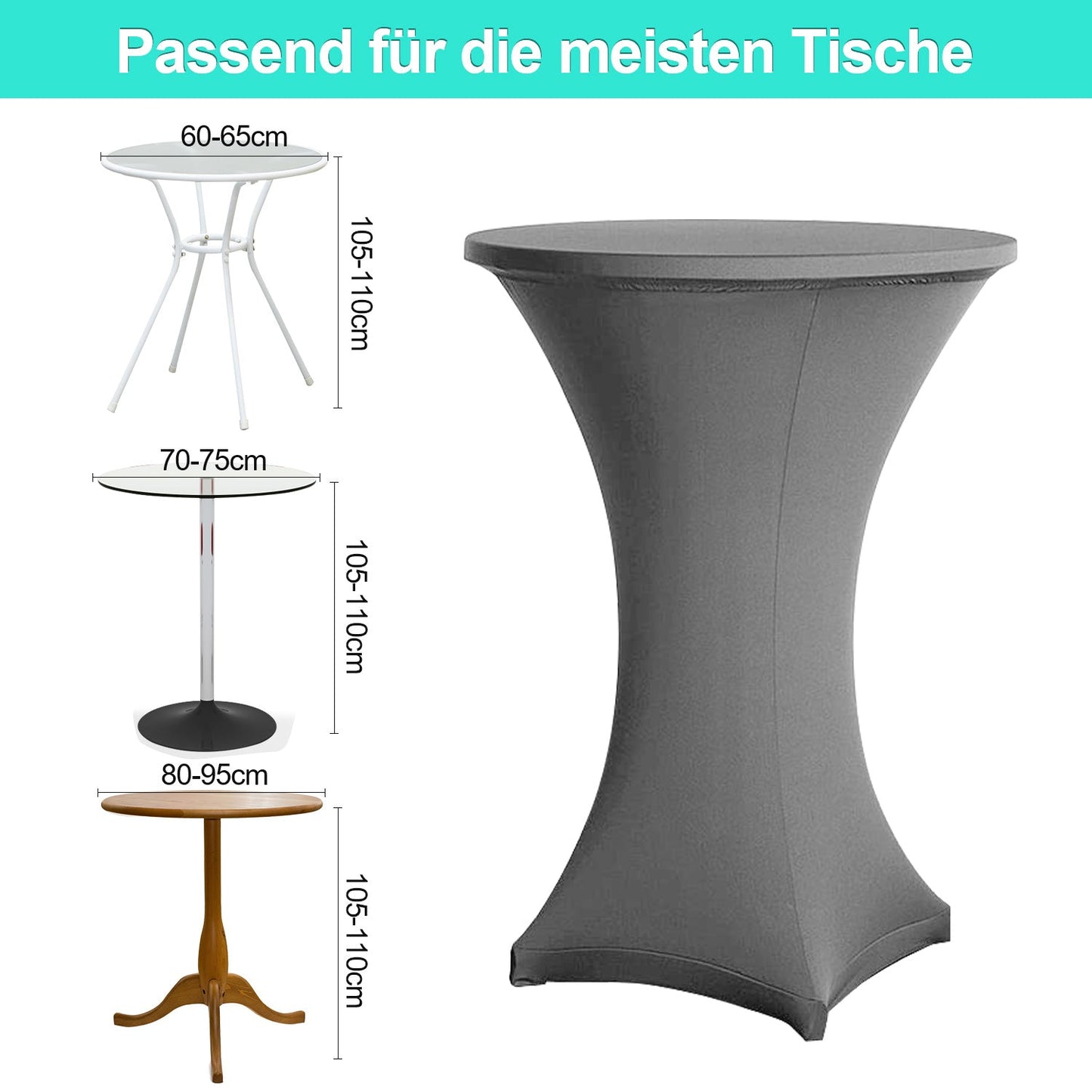 Stehtischhusse Stretch Tischdecke Grau