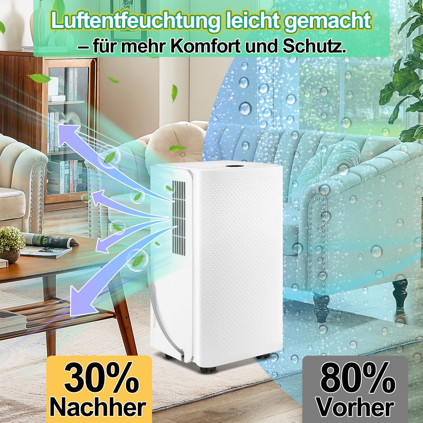 Luftentfeuchter 16L mit Timerfunktion, Wäschetrockungsfunktion, Abtaufunktion
