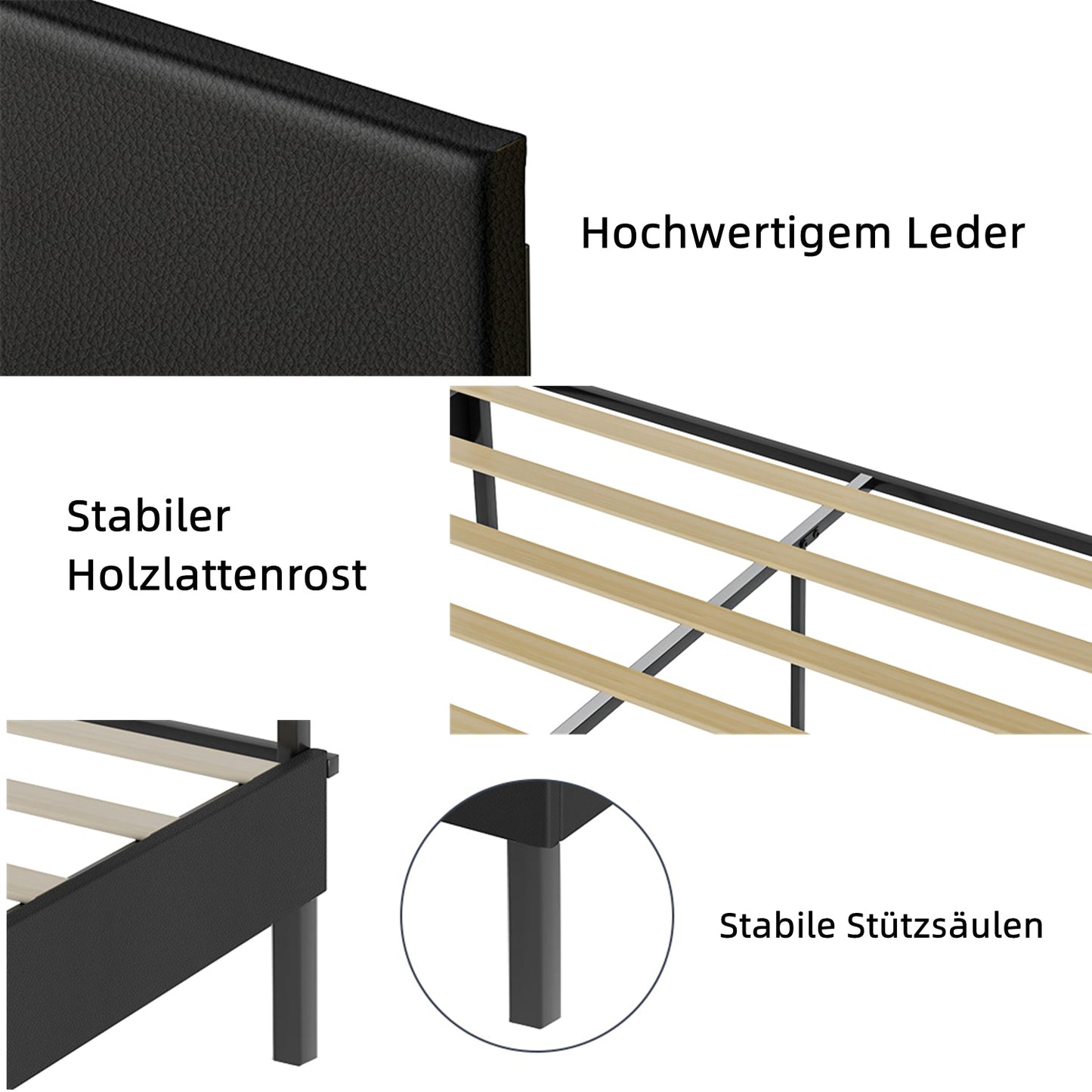 Polsterbett Bettgestell mit Kopfteil Leder