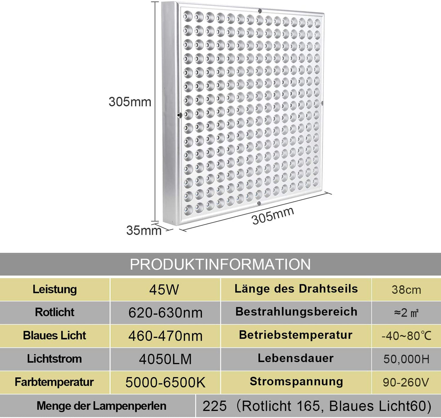Pflanzenlampe Vollspektrum 15W/45W