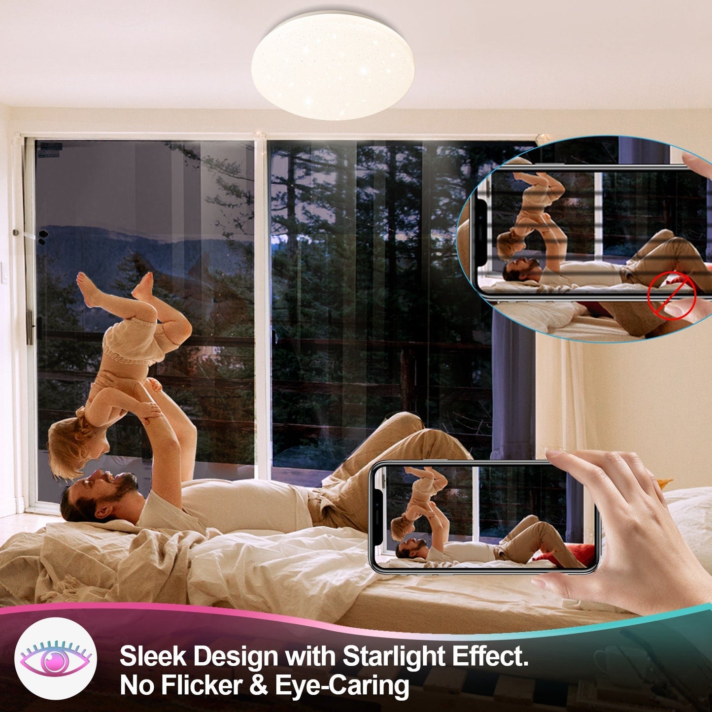 24W LED Deckenleuchte RGB mit Sternenhimmel-Effekt