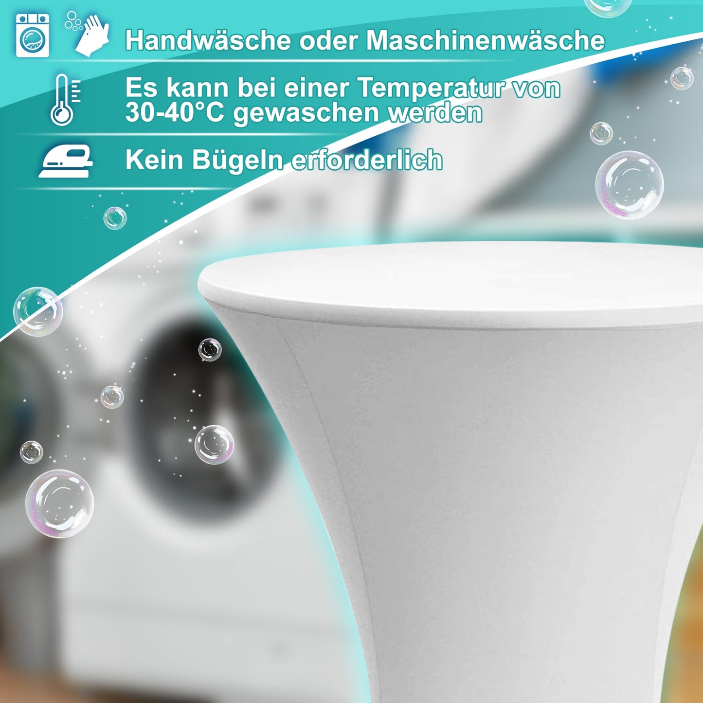 Stehtischhusse Stretch Tischdecke Weiß