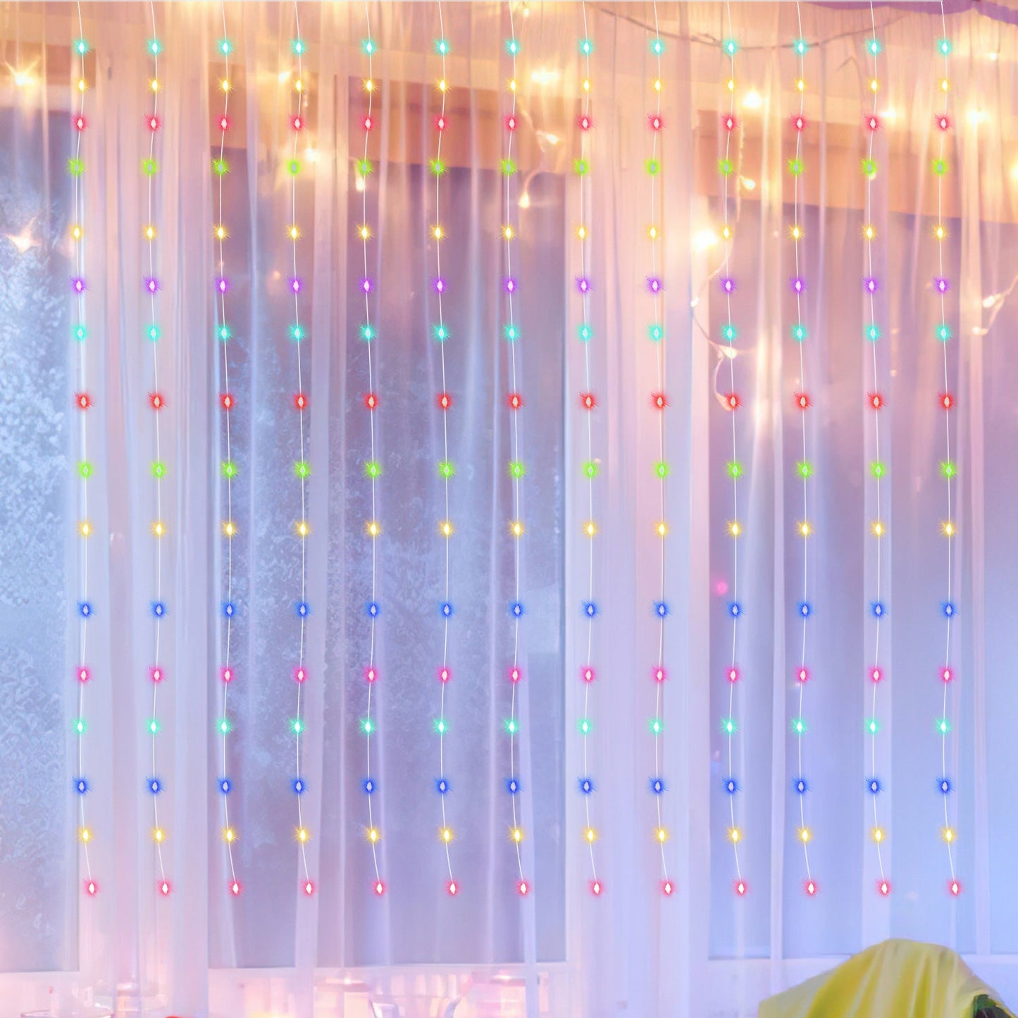LED Lichtervorhang 3x3m/3x6m Warmweiß/Farbe