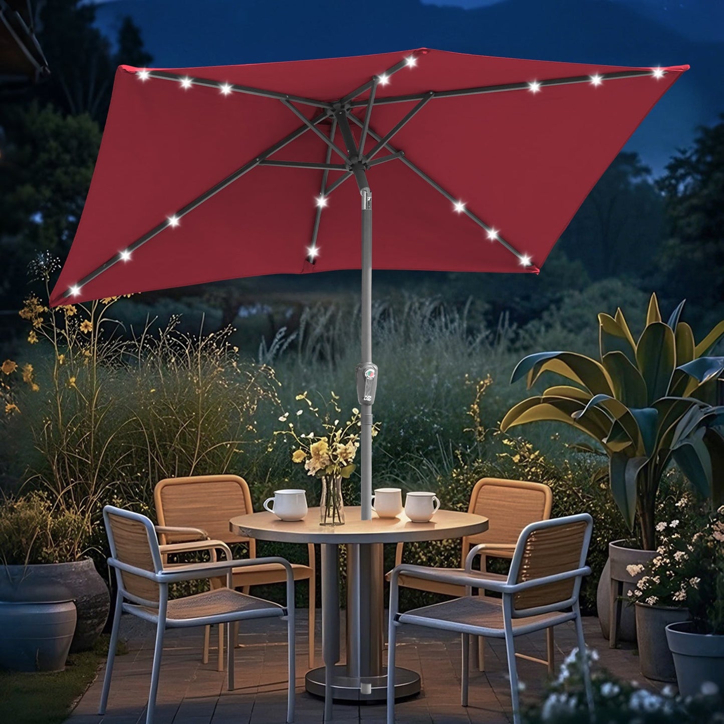 Sonnenschirm 210x140 / 300x200cm Rechteckig mit LED Solar
