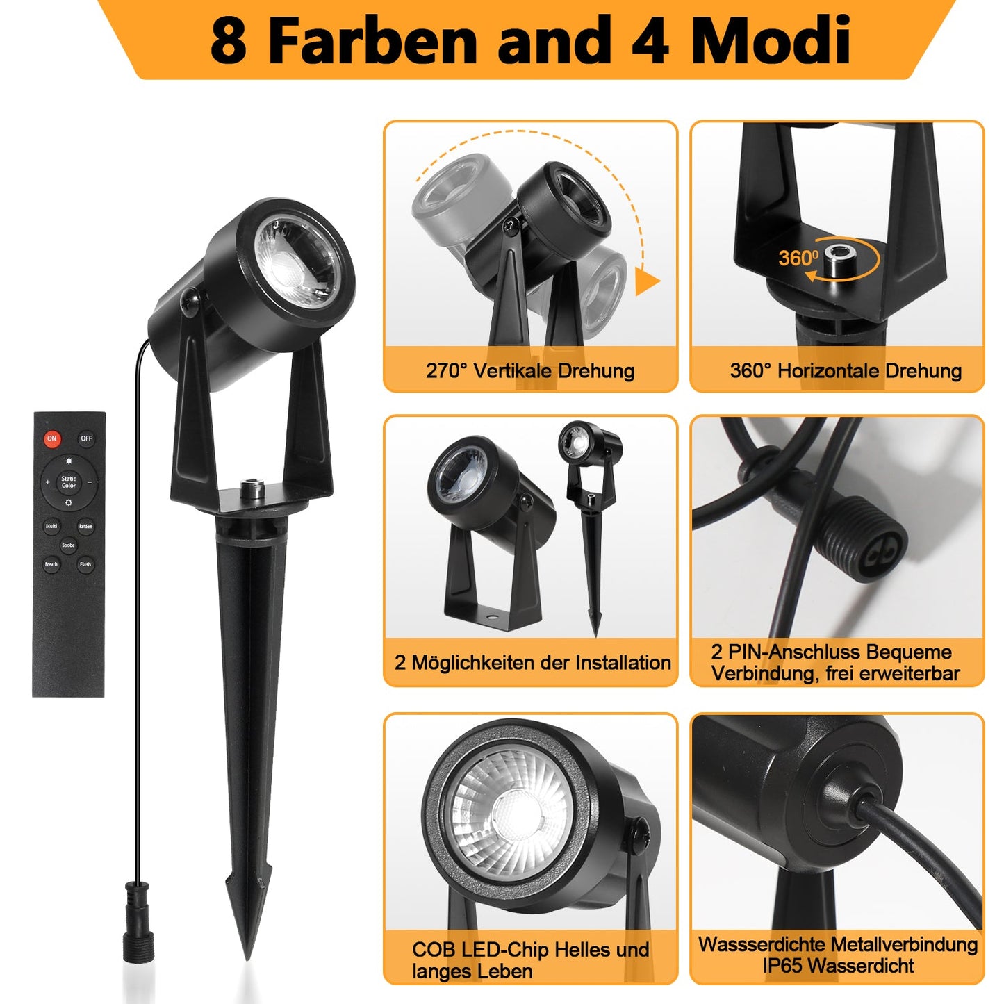 LED Gartenbeleuchtung RGB 6er Set