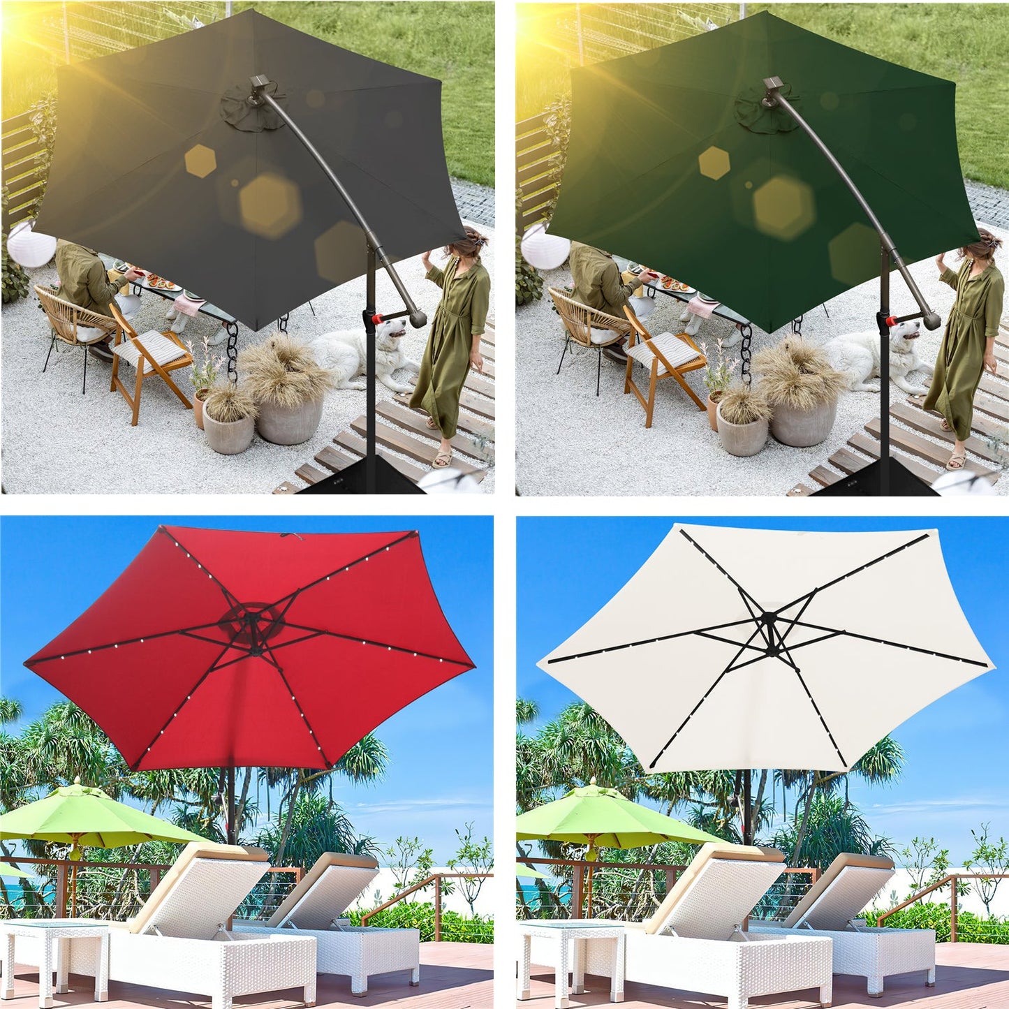 Ampelschirm 3m/3.5m mit Solar LED