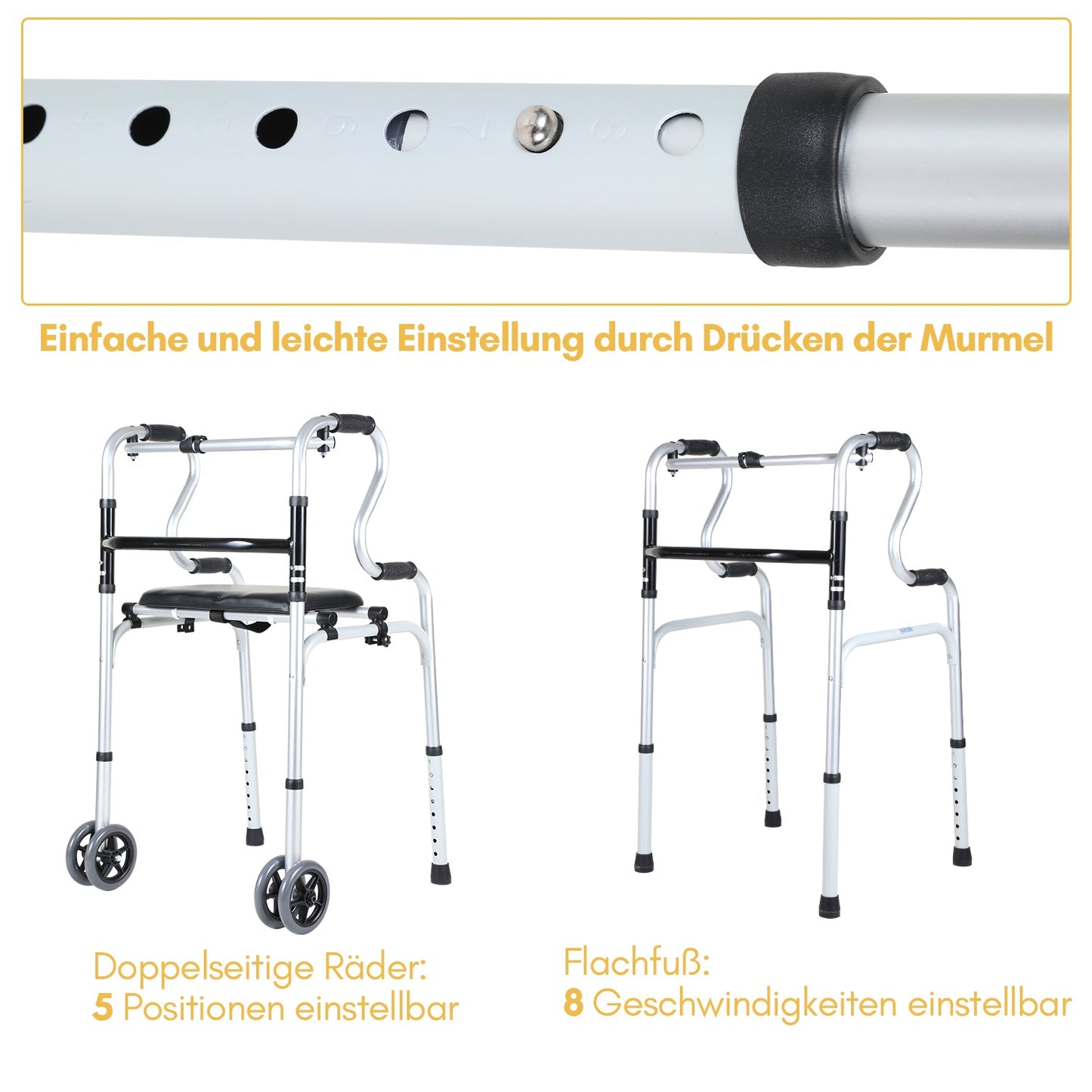 Gehhilfe Leicht Rollator aus Aluminium bis 180 kg