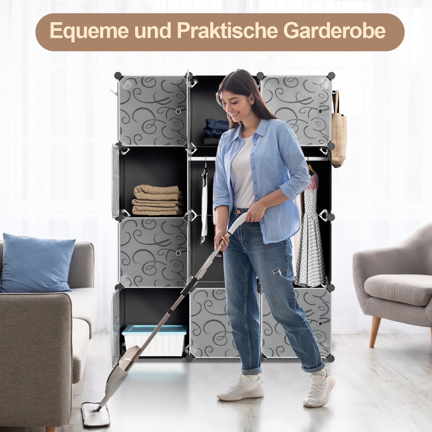 DIY Kleiderschrank, 12/16/20 Würfel, Regalsystem, Offen Kunststoff Garderobe, Steckregal