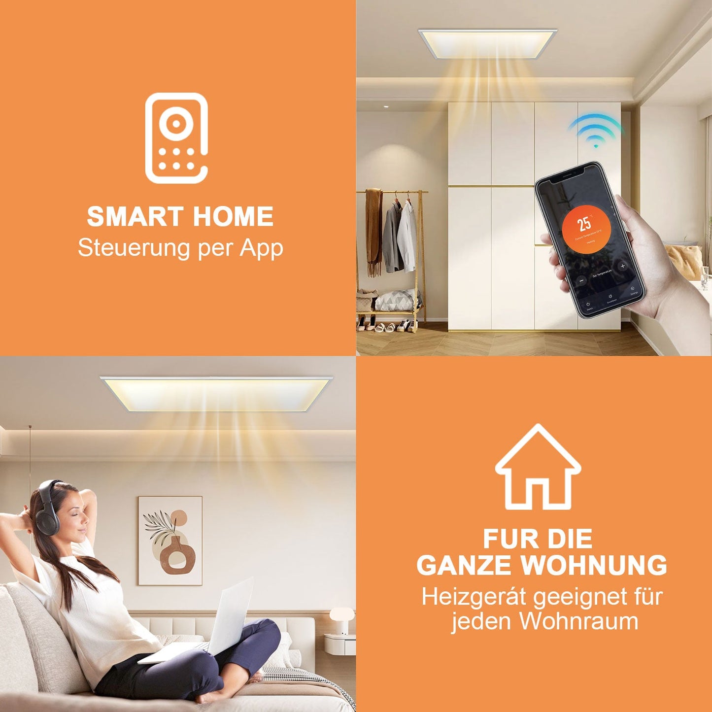 Infrarotheizung Elektroheizer Decke WIFI 360/770W