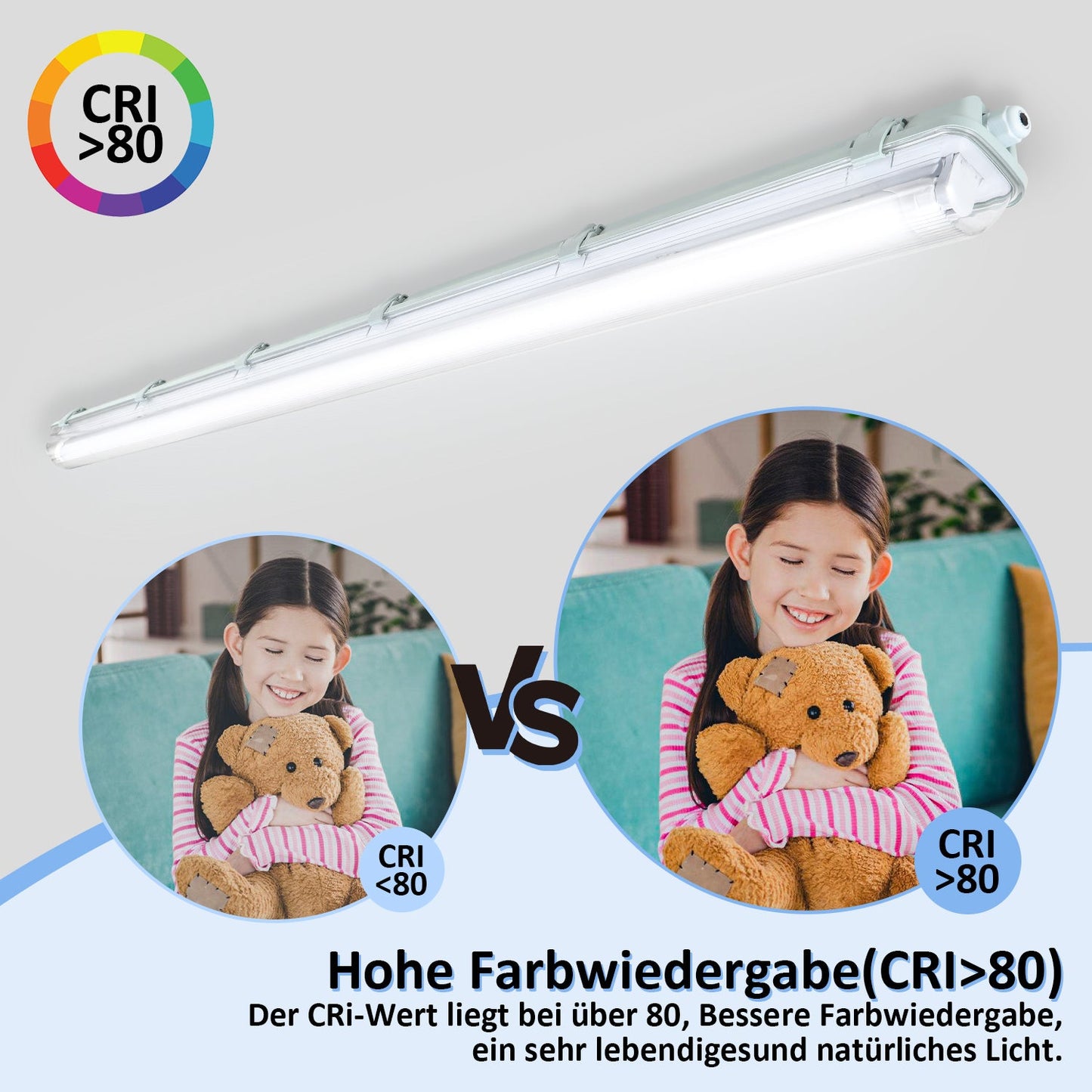 LED Feuchtraumleuchte 24W Kaltweiß 150cm T8
