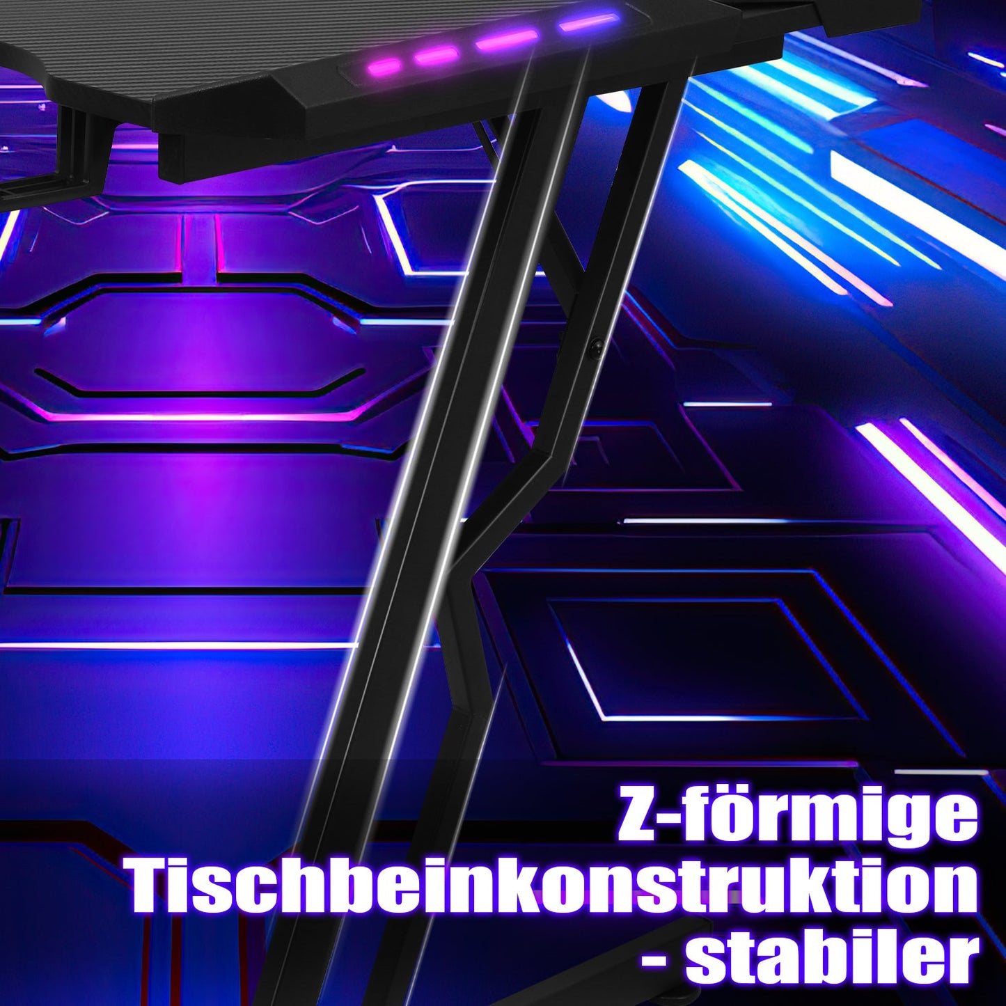 Gaming Schreibtisch Gaming Tisch 120/140cm mit LED Fernbedienung