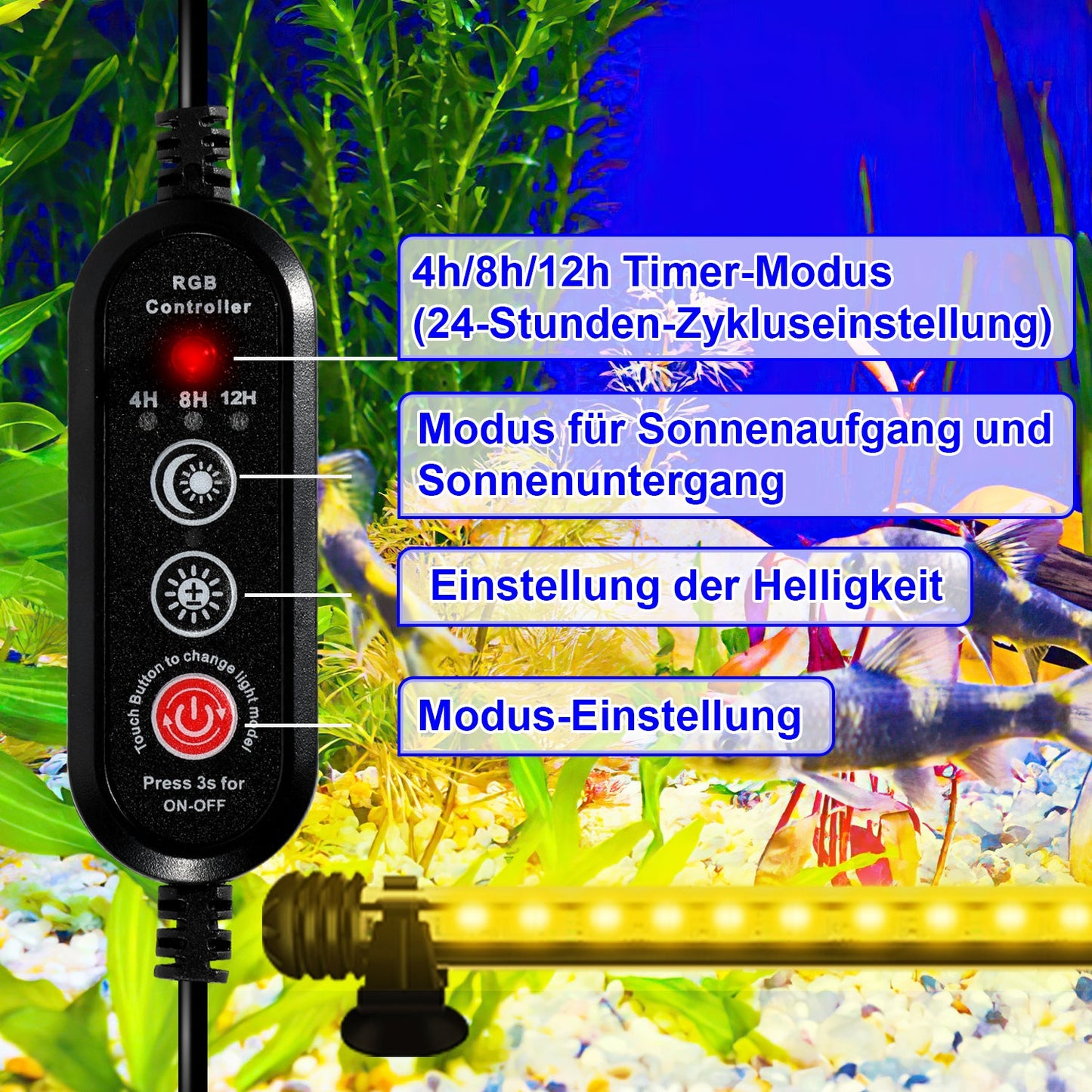 LED Aquarium Beleuchtung IP67 RGB Timing-Funktion