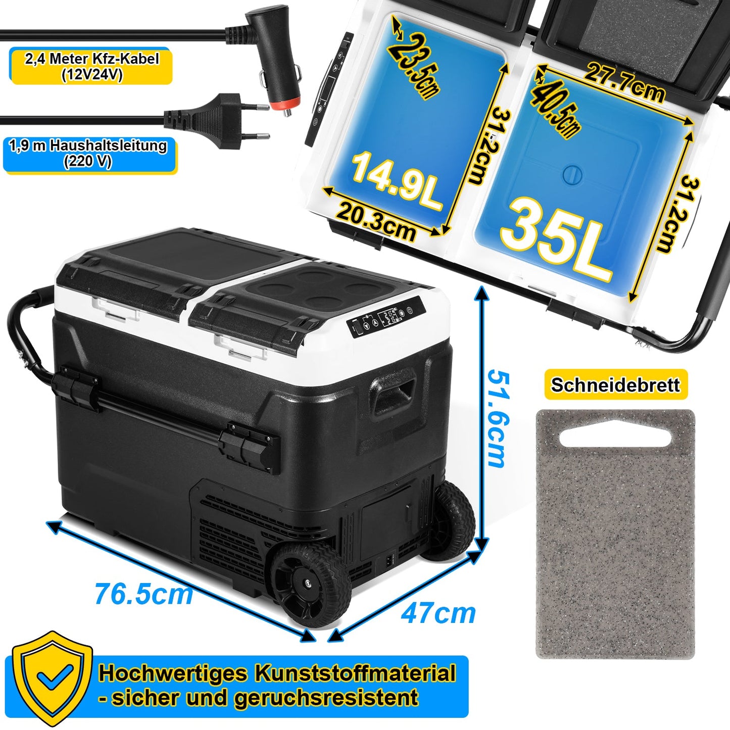 Kompressor Kühlbox Kühlschrank 50L KFZ APP