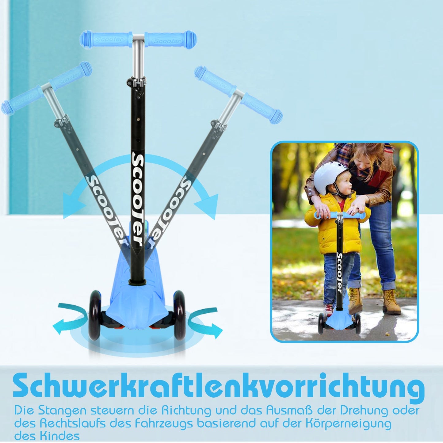 Kinderroller Kinderscooter mit LED Räder