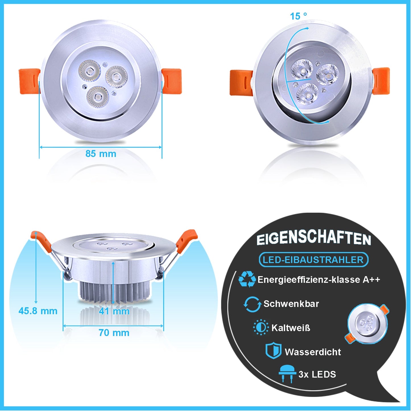 LED Einbaustrahler 3W/5W/7W Kaltweiß/Warmweiß