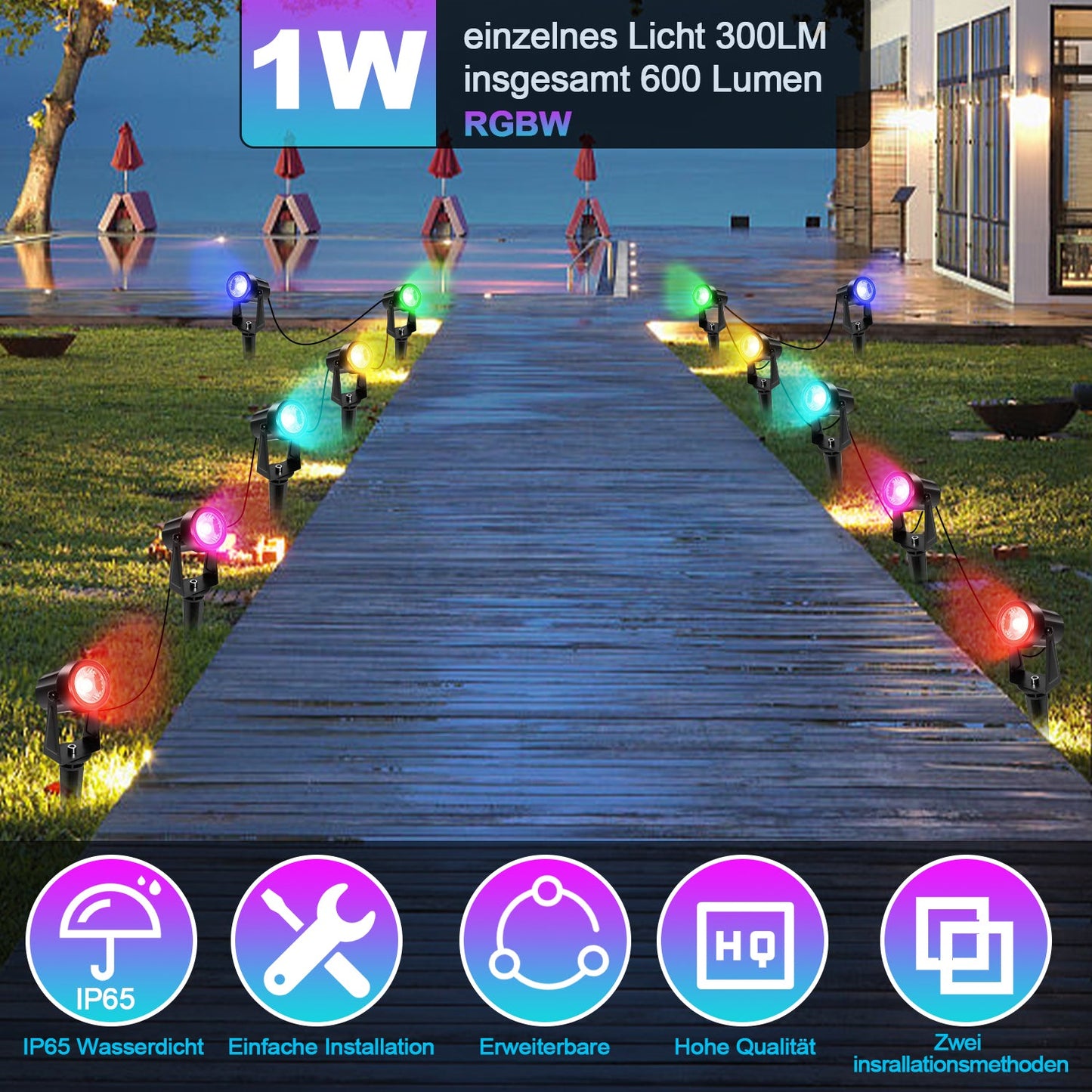 LED Gartenbeleuchtung RGB 6er Set