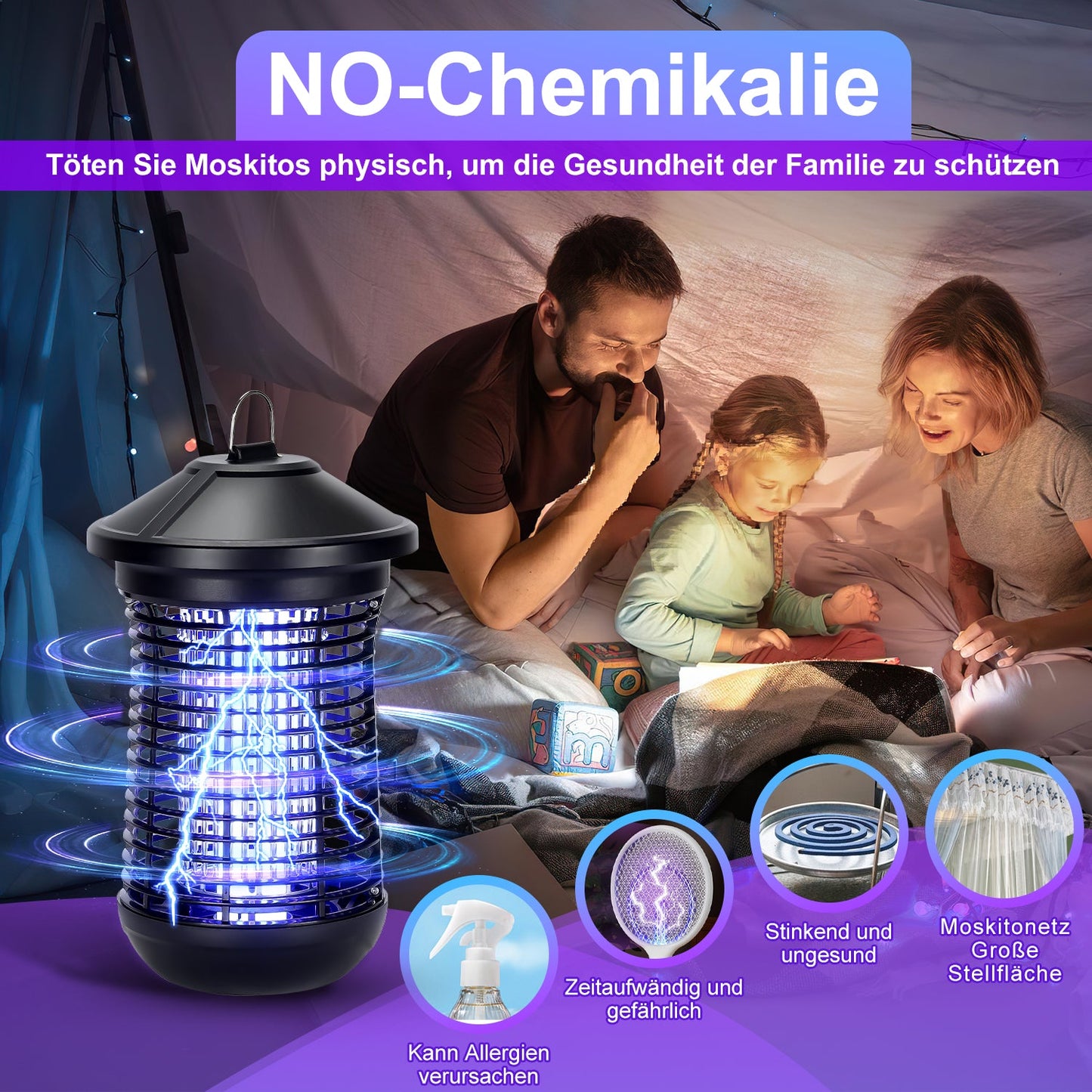 Elektrisch Mückenlampe Insektenvernichter UV-Licht