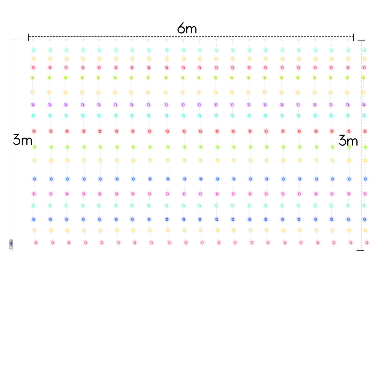 LED Lichtervorhang 3x3m/3x6m Warmweiß/Farbe