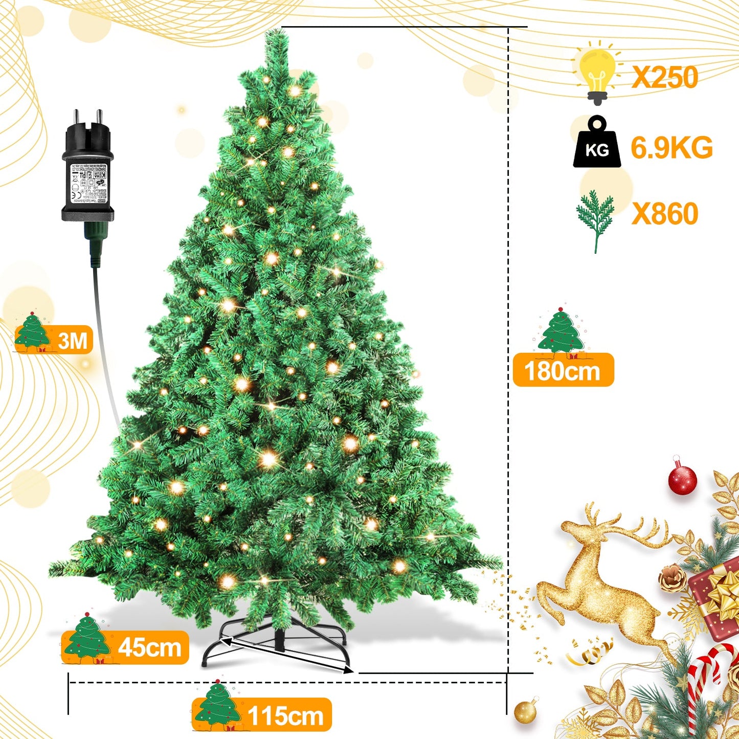 Weihnachtsbaum künstlich mit Beleuchtung