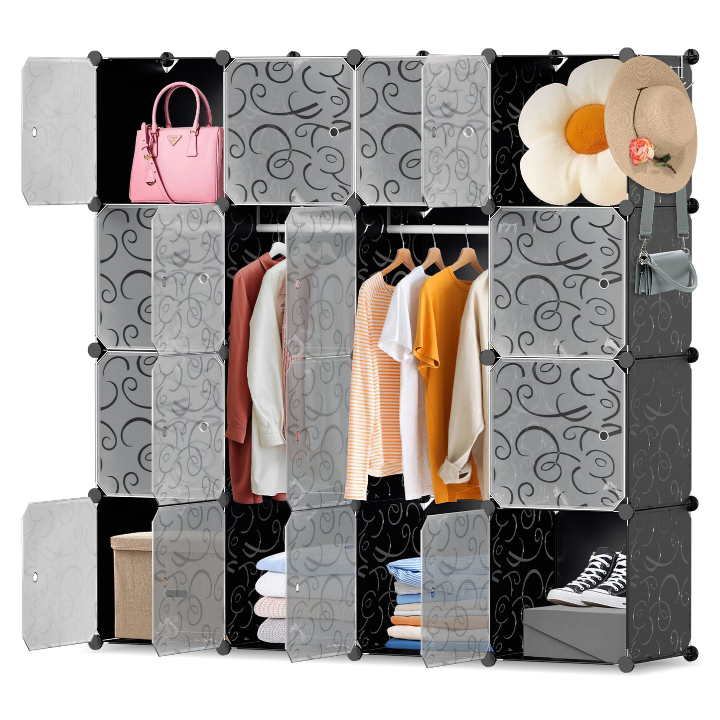 DIY Kleiderschrank, 12/16/20 Würfel, Regalsystem, Offen Kunststoff Garderobe, Steckregal