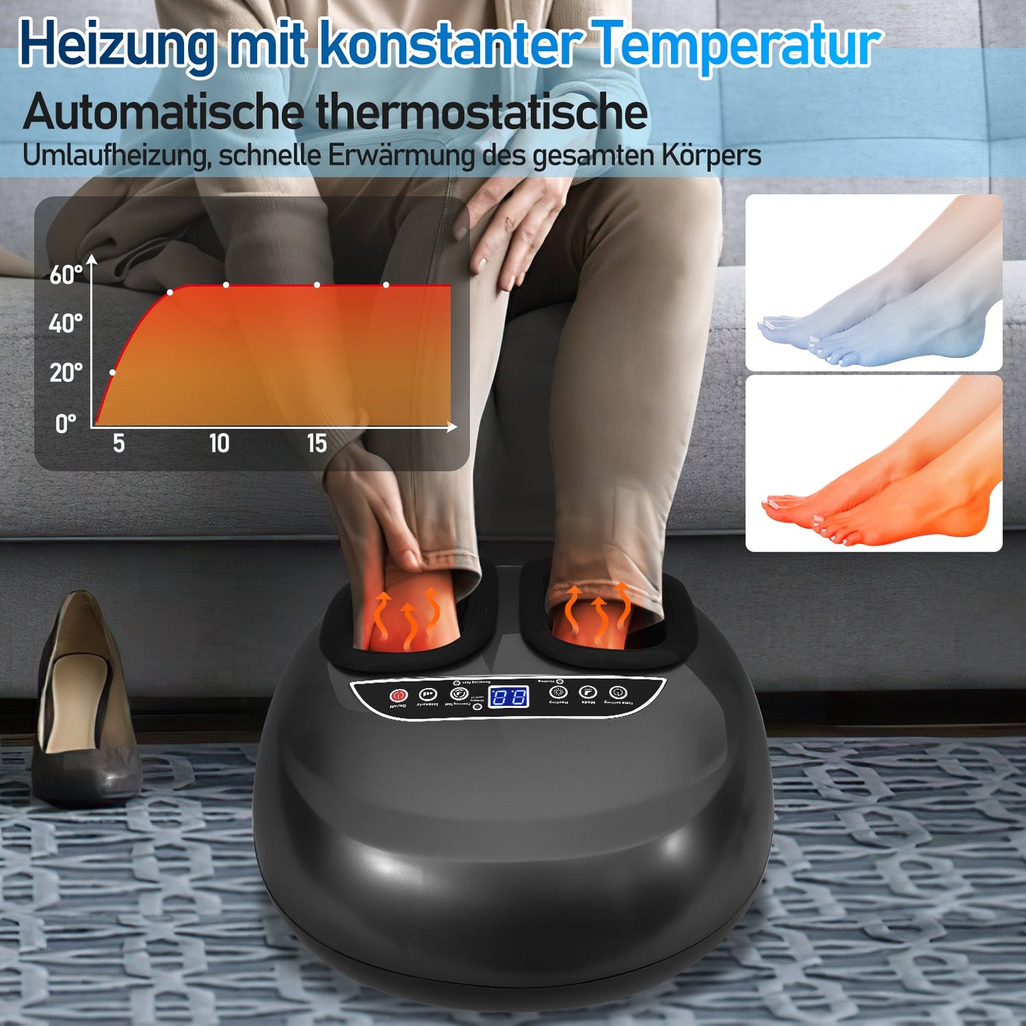 Fußmassagegerät mit Heizfunktion Knetmassage