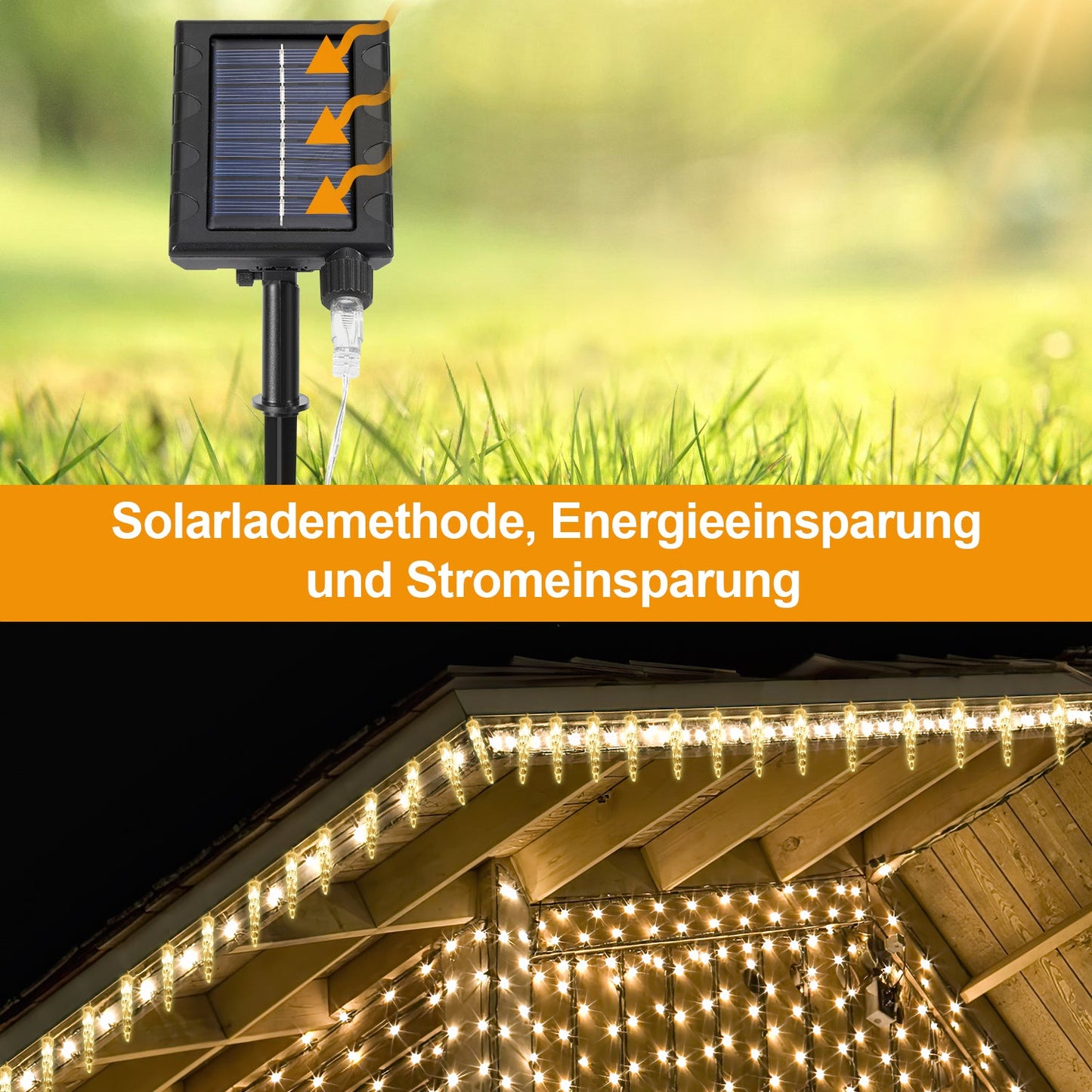 Solar Eiszapfen Lichterkette mit Fernbedienung 10m