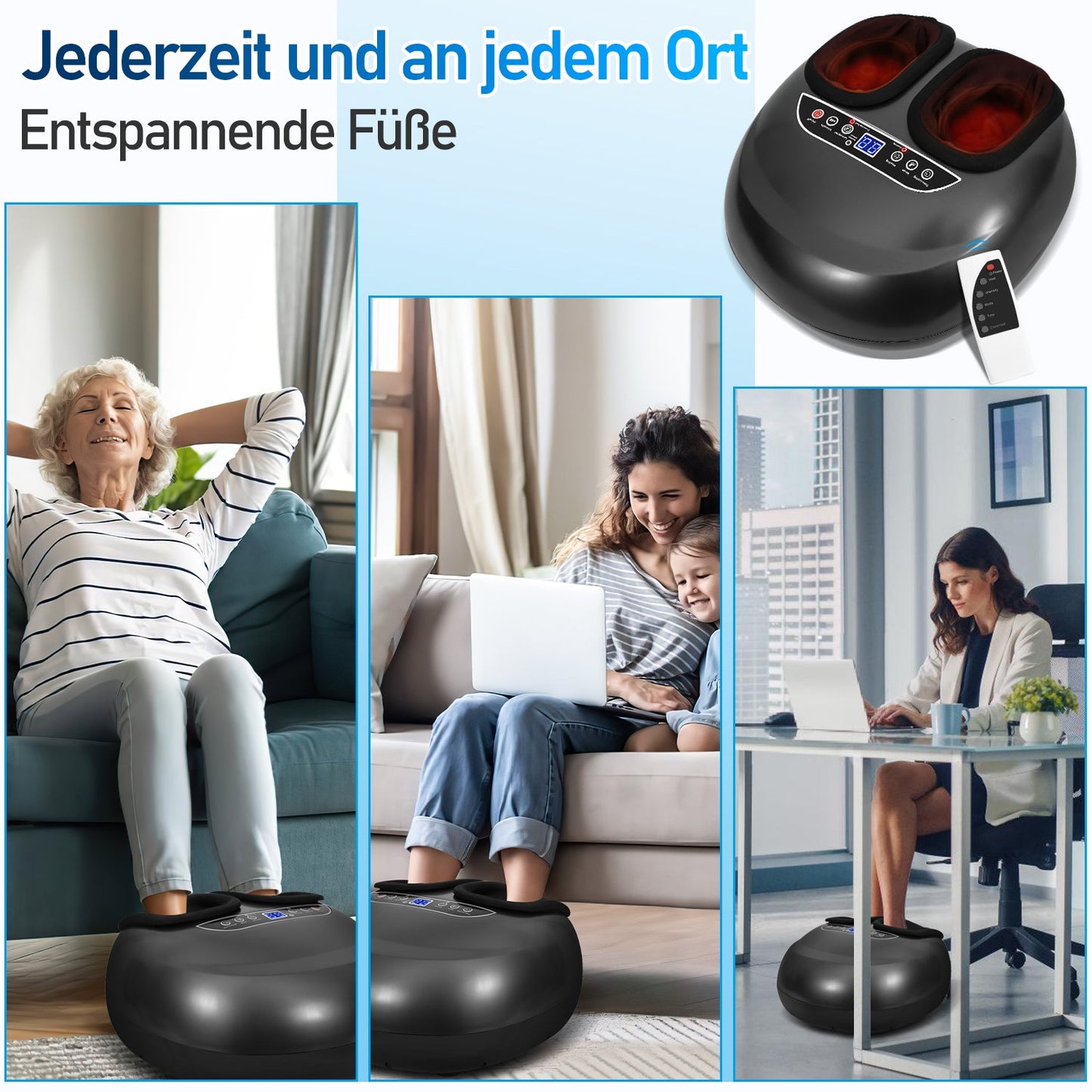 Fußmassagegerät mit Heizfunktion Knetmassage