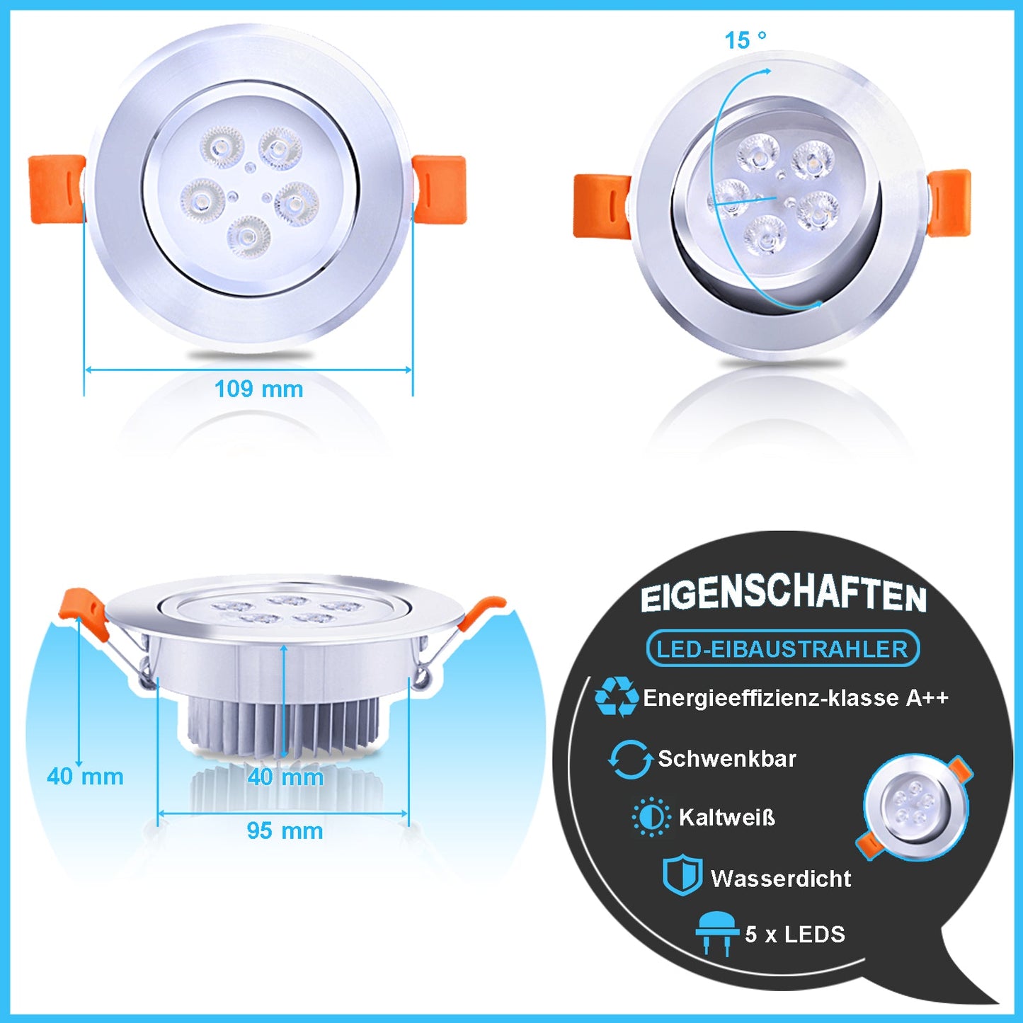 LED Einbaustrahler 3W/5W/7W Kaltweiß/Warmweiß