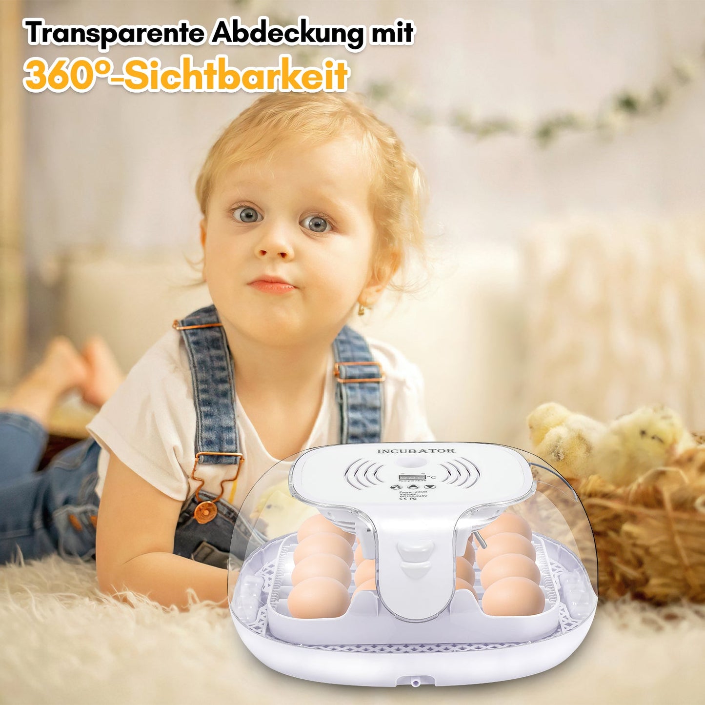 Brutautomat Vollautomatisch Inkubator für Hühner 16 Eier