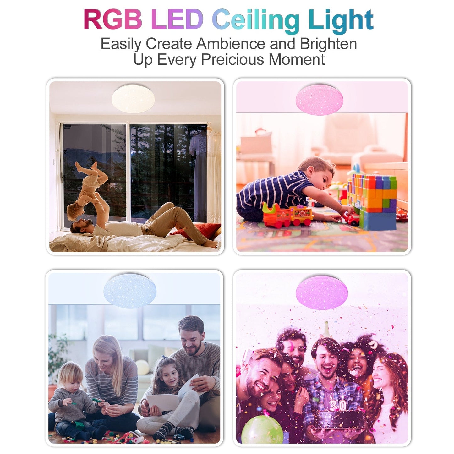 24W LED Deckenleuchte RGB mit Sternenhimmel-Effekt