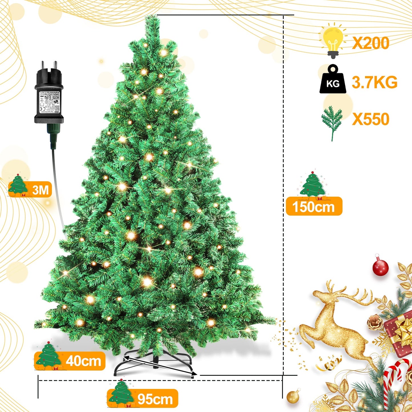 Weihnachtsbaum künstlich mit Beleuchtung