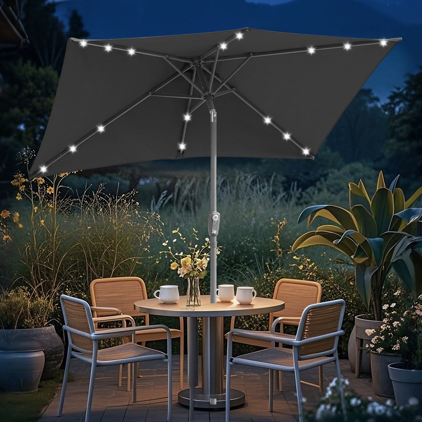Sonnenschirm 210x140 / 300x200cm Rechteckig mit LED Solar